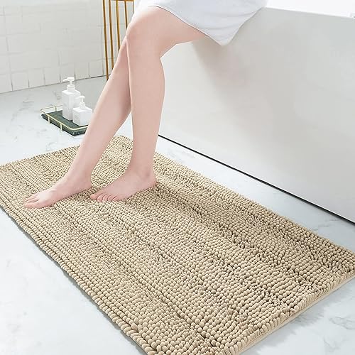 Miniatura 141 de Grandaily - Alfombras de baño de felpilla a rayas, extragruesas y absorbentes, antideslizantes, con fibras largas y suaves, lavables a máquina, para