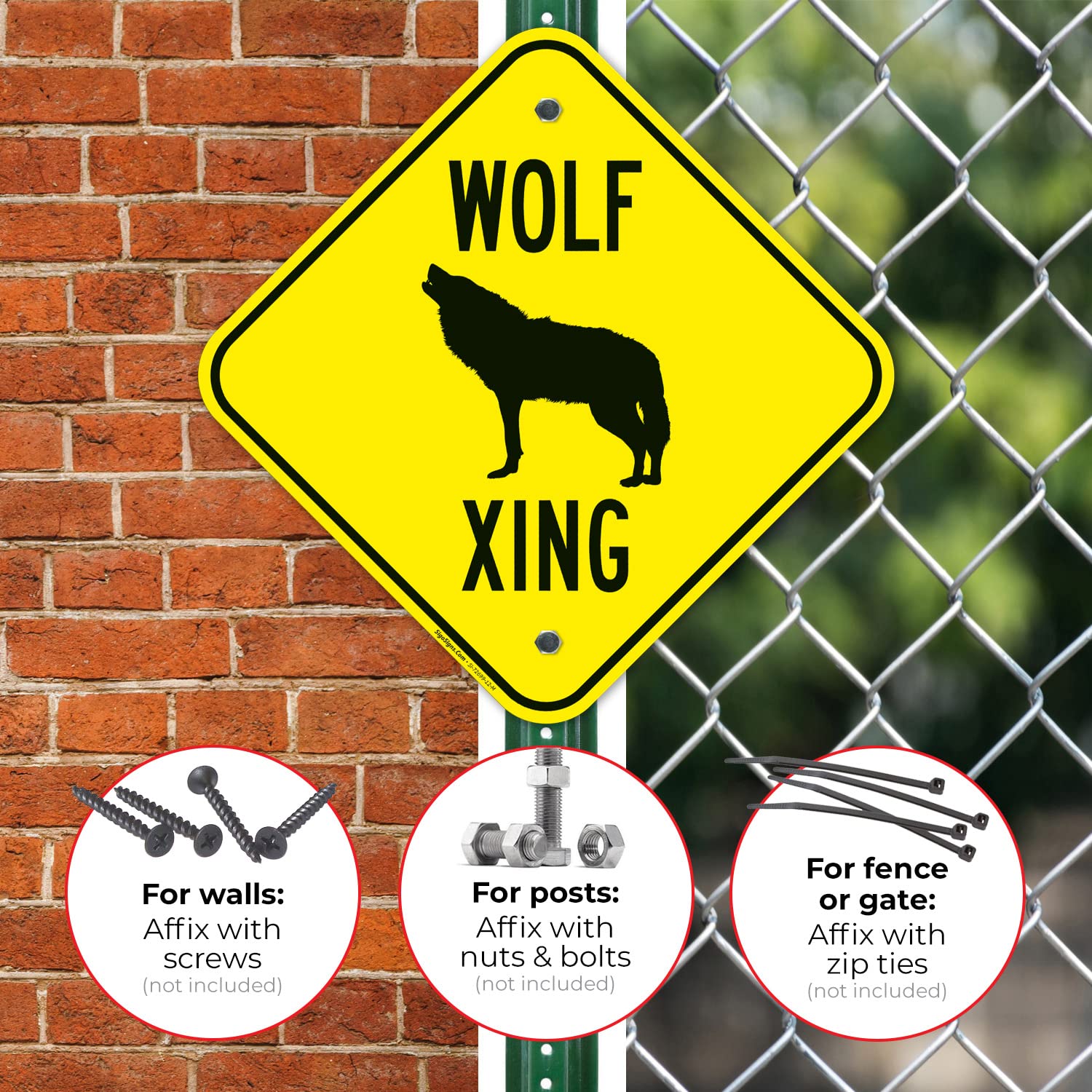 Amazon.com: Wolf Crossing with Graphic Sign, 12x12 Inches