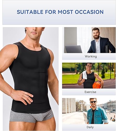 Miniatura 4 de Camiseta de compresión para hombre, adelgaza y moldea el cuerpo - chaleco de entrenamiento, camiseta de tirantes, para marcar abdominales, camisetas
