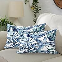 Vista 87 de Paquete de 2 almohadas lumbares impermeables para exteriores con rellenos, 12 x 20 pulgadas, almohada decorativa rectangular para patio, hogar