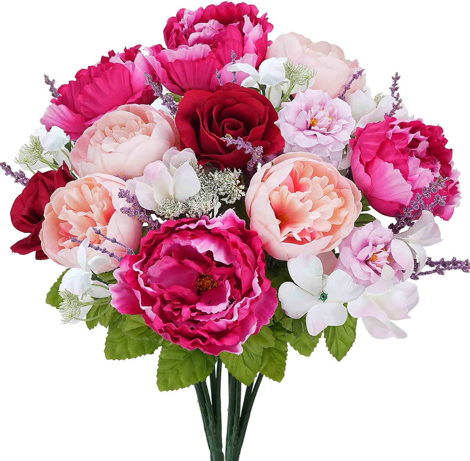 2 Bundles Artificial Flowers for Cemetery Faux Gerbera Daisies Bouquets Fake Silk Flowers Arrangements for Outdoor Decorations Memorial Grave Home Table Vase Wedding Party Indoor (15.74'')