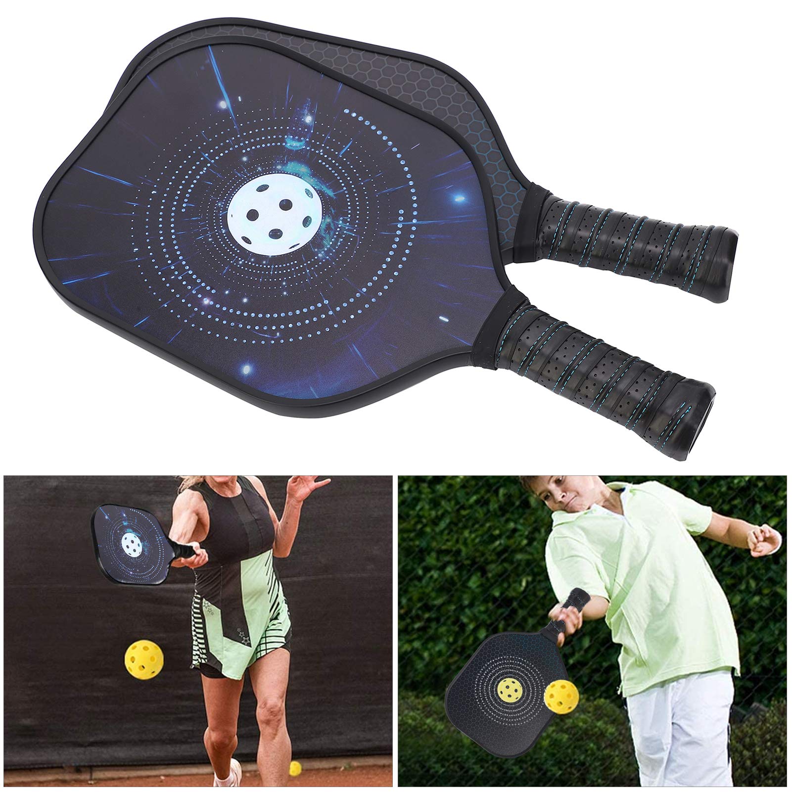 Keenso Pickleball Paddle 1Pair Portable Pickleball Paddle Racket Ball Training Attrezzatura Sportiva per Interni all'aperto con 4 Palline