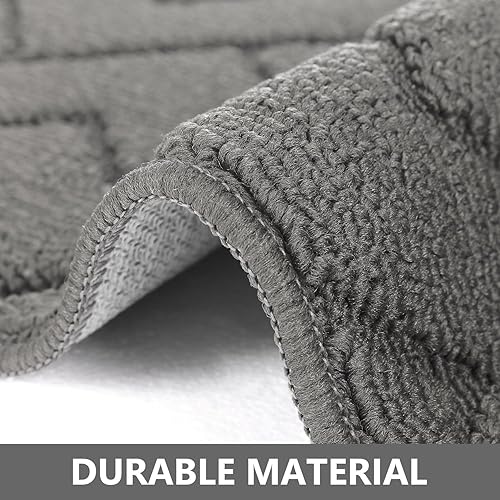 Miniatura 4 de hicorfe Juego de alfombras y tapetes de cocina, 2 piezas de polipropileno súper absorbente, tapete antideslizante de polipropileno suave y cómodo,