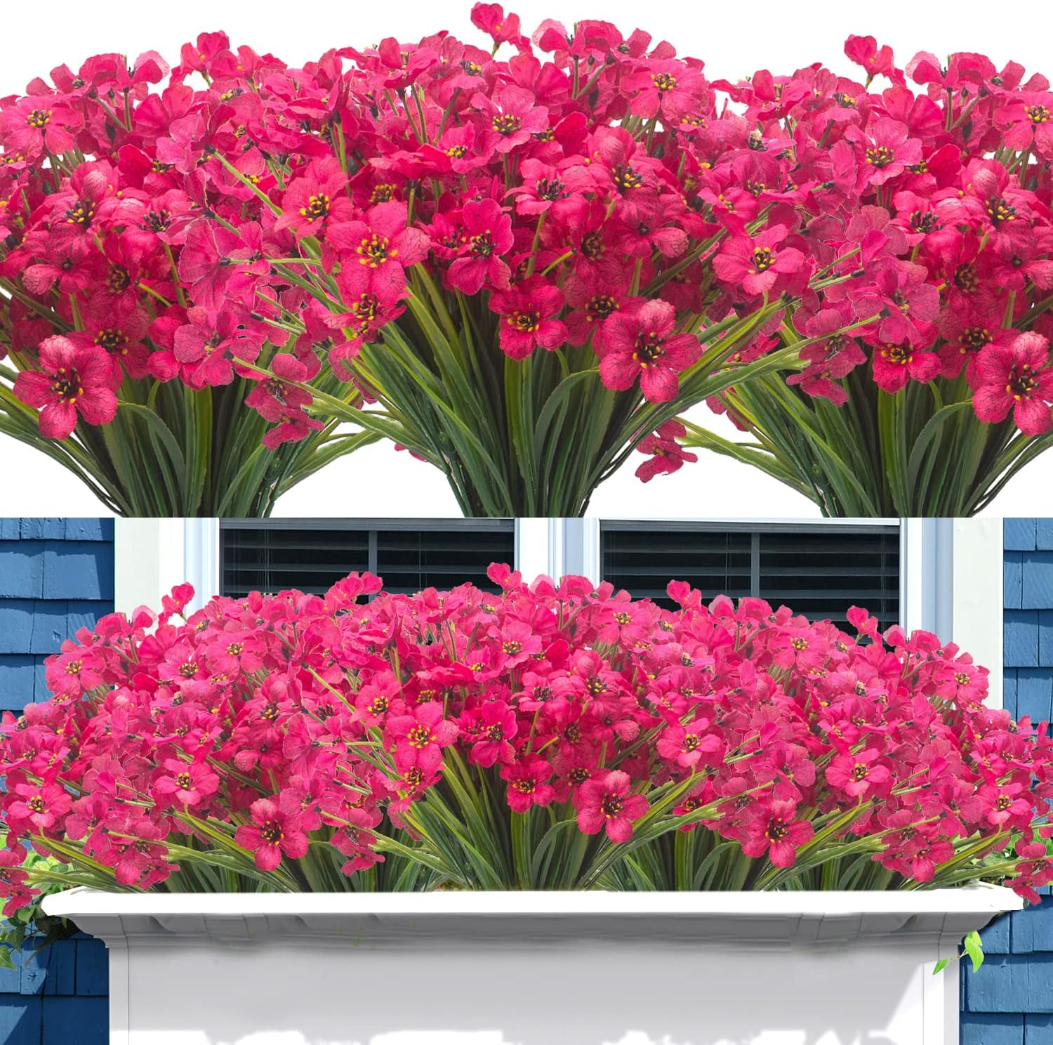 20 Bundles Artificial Flowers, Outdoor Indoor UV Resistant Fake Flowers No Fade Faux Plastic Plants Garden Porch Window Box Decoration