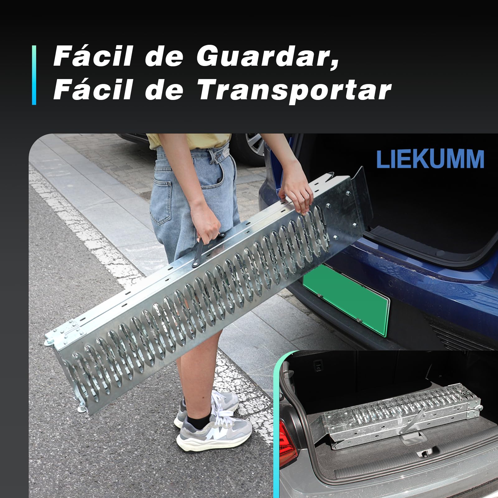 LIEKUMM Rampas de Carga, 170 x 22 cm Rampa de Acceso, Capacidad 440 kg Rampa Moto, Plegable Rampa para ATV, quadbike, Scooter, cortacésped, Motocicleta, 2 Paquetes