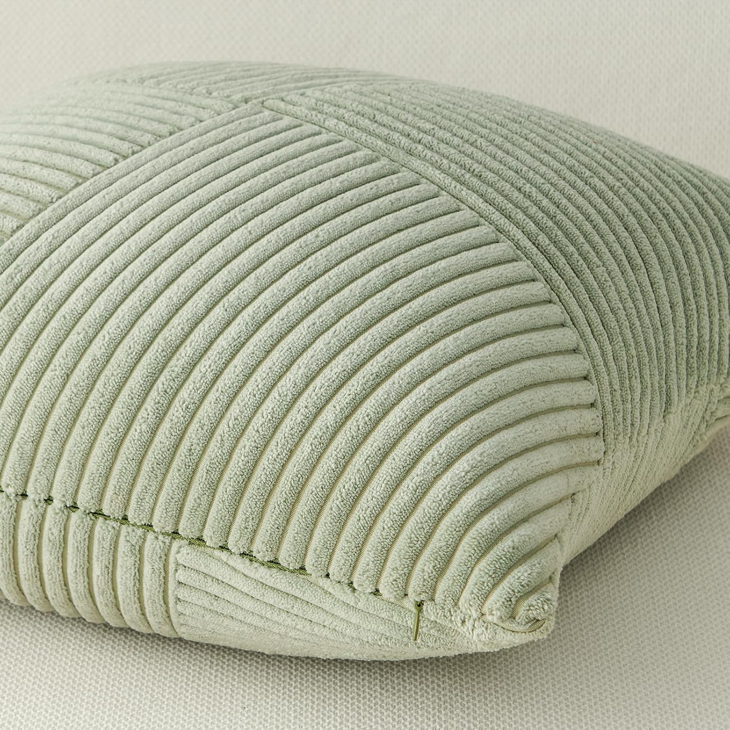 Topfinel SageGreen Throw Pillow Covers 26x26 Inch Set of 2 Decorative Pillow Covers for Sofa Living Room Couch Bed Soft Corduroy Boho Textured Stripe Modern Farmhouse Decor