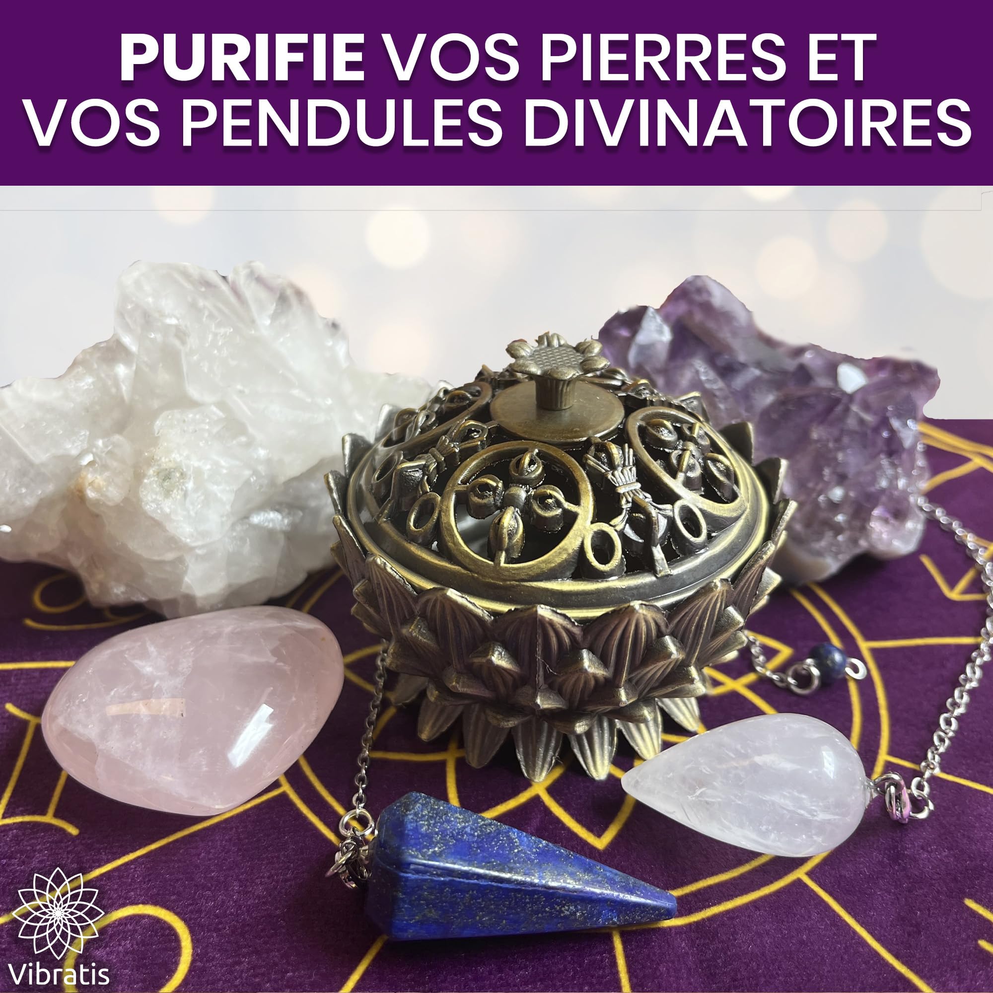 Coffret Encens Pontifical en Grains 100g avec Encensoir et Pince en Acier Inoxydable