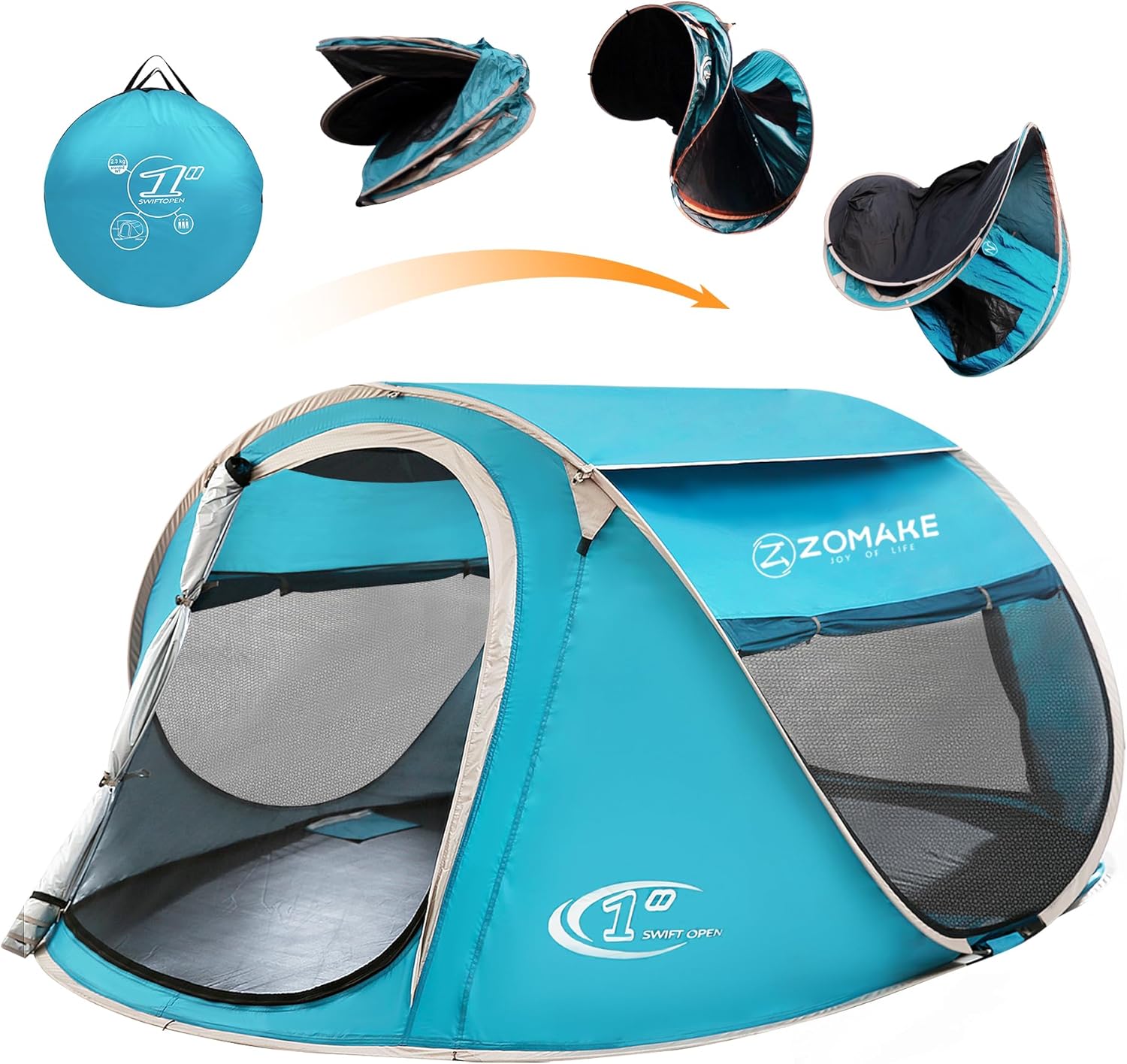 Easy Pop Up Tent 2-4 Person Waterproof - Pop-Up Camping Tents Automatic Tent Throw Pop Up Instant Flip Pop Tent for Camping,by ZOAMKE