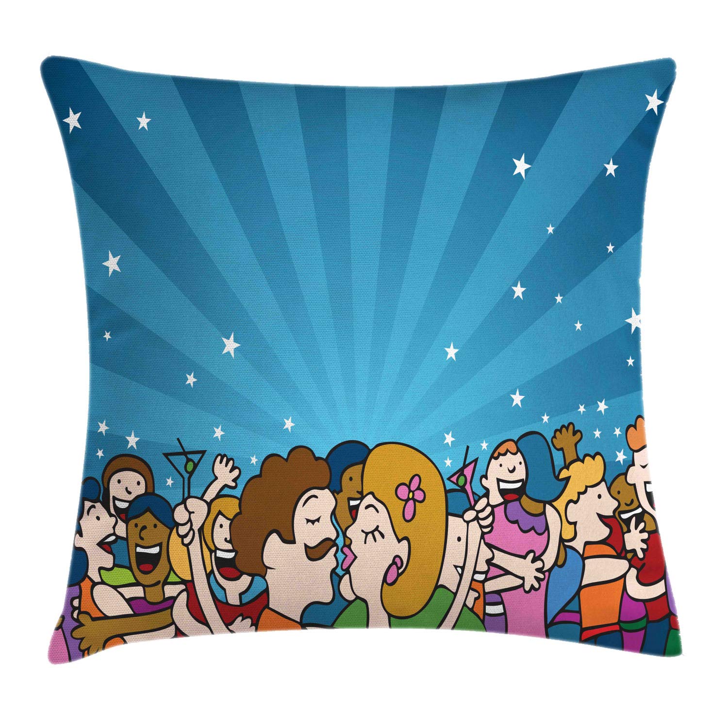 Federa Cuscino ABAKUHAUS Nozze 40x40 Cm Con Scritta "A Soli Uccelli Sposato Bacio" - Multicolore Seppia