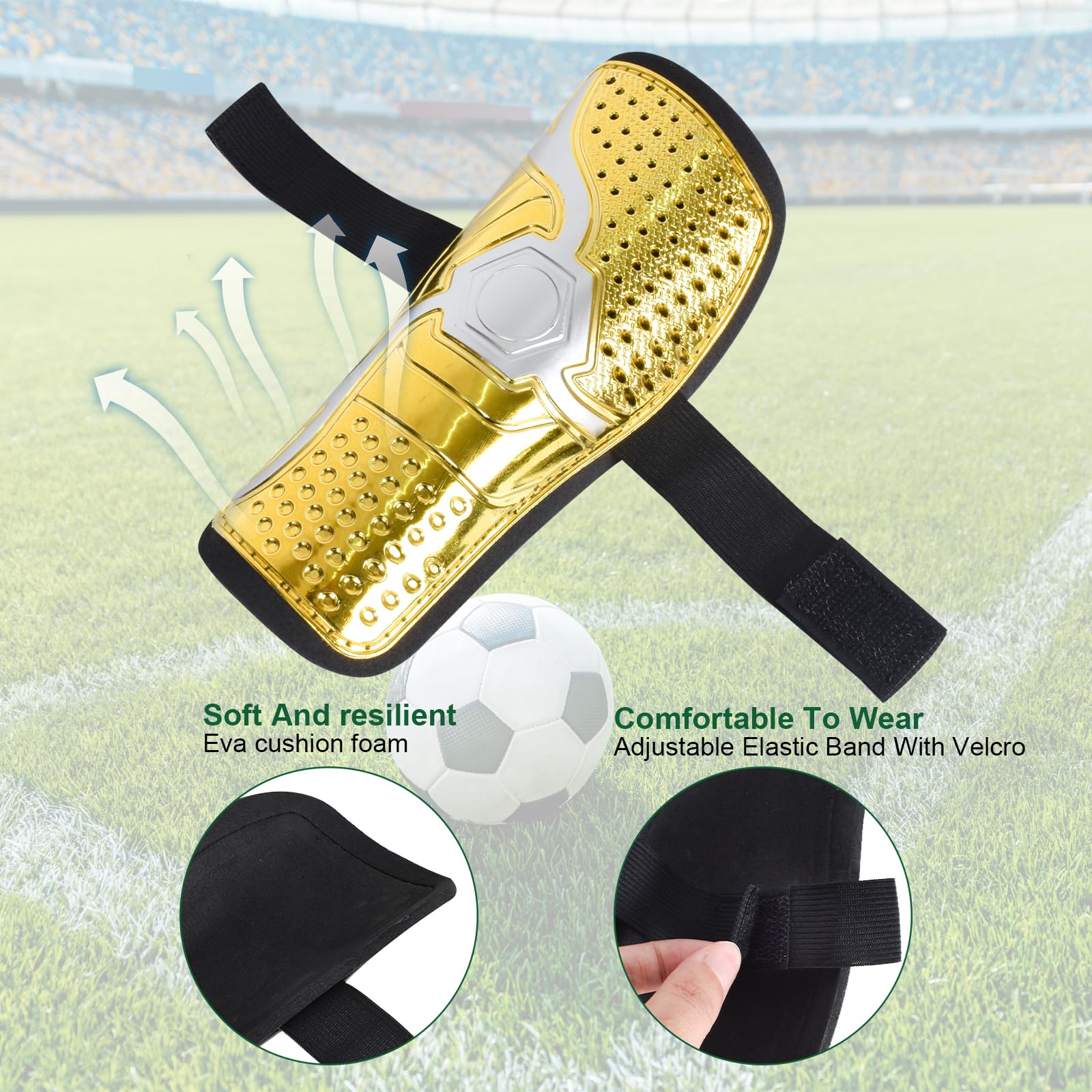 Parastinchi Calcio Per Bambini 10-14 Anni - Leggeri, Con Fascia Di Contenimento | Protezione Per Polpacci E Ginocchia - Foto 4