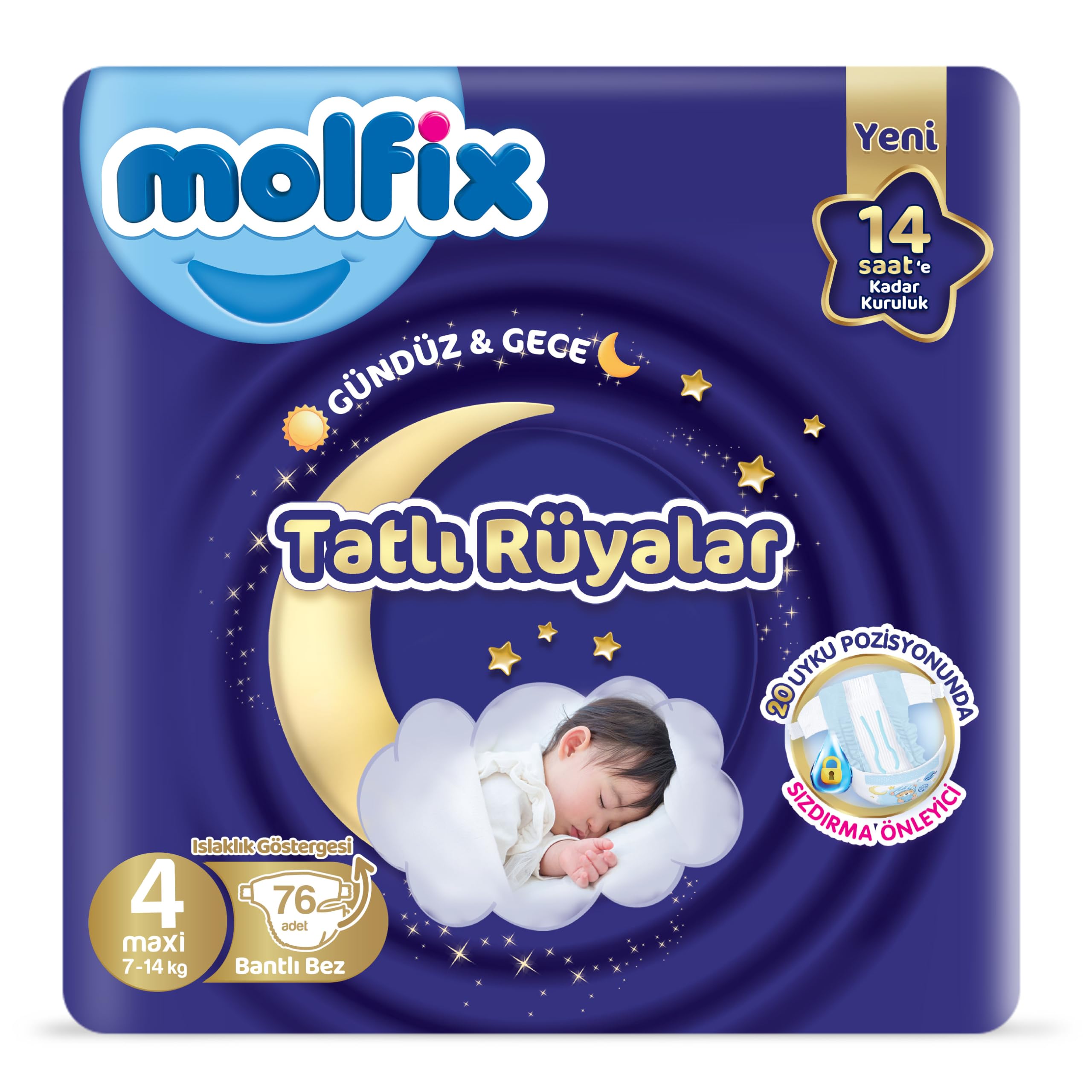 Molfix Tatlı Rüyalar Fırsat Paketi 4 Beden Maxi 76 Adet