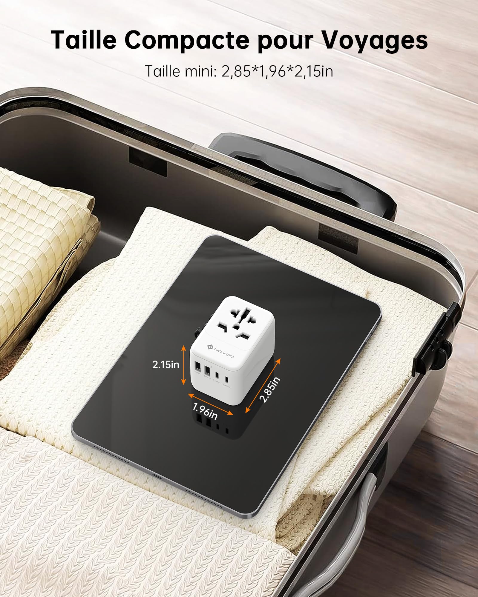 NOVOO Adaptateur de Voyage Universel Adaptateur Prise Universelle PD 21W avec 2 USB et 2 Type C Adaptateur Universel France vers USA UK Allemagne Australie Chine Japon