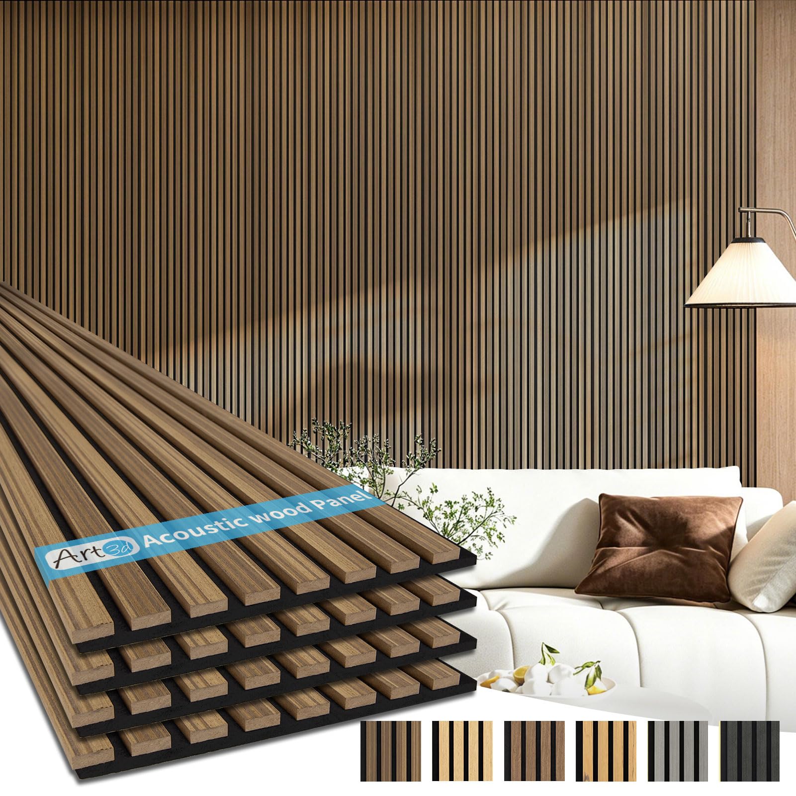 Art3d Wood Panels for Wall Acoustic 4-Pack 94.5x12.8 Inch - Interior Soundproof Solution for Office, Recording Studio, Gaming Room, Meeting Room, Living Room Wall Decor, Rosewood