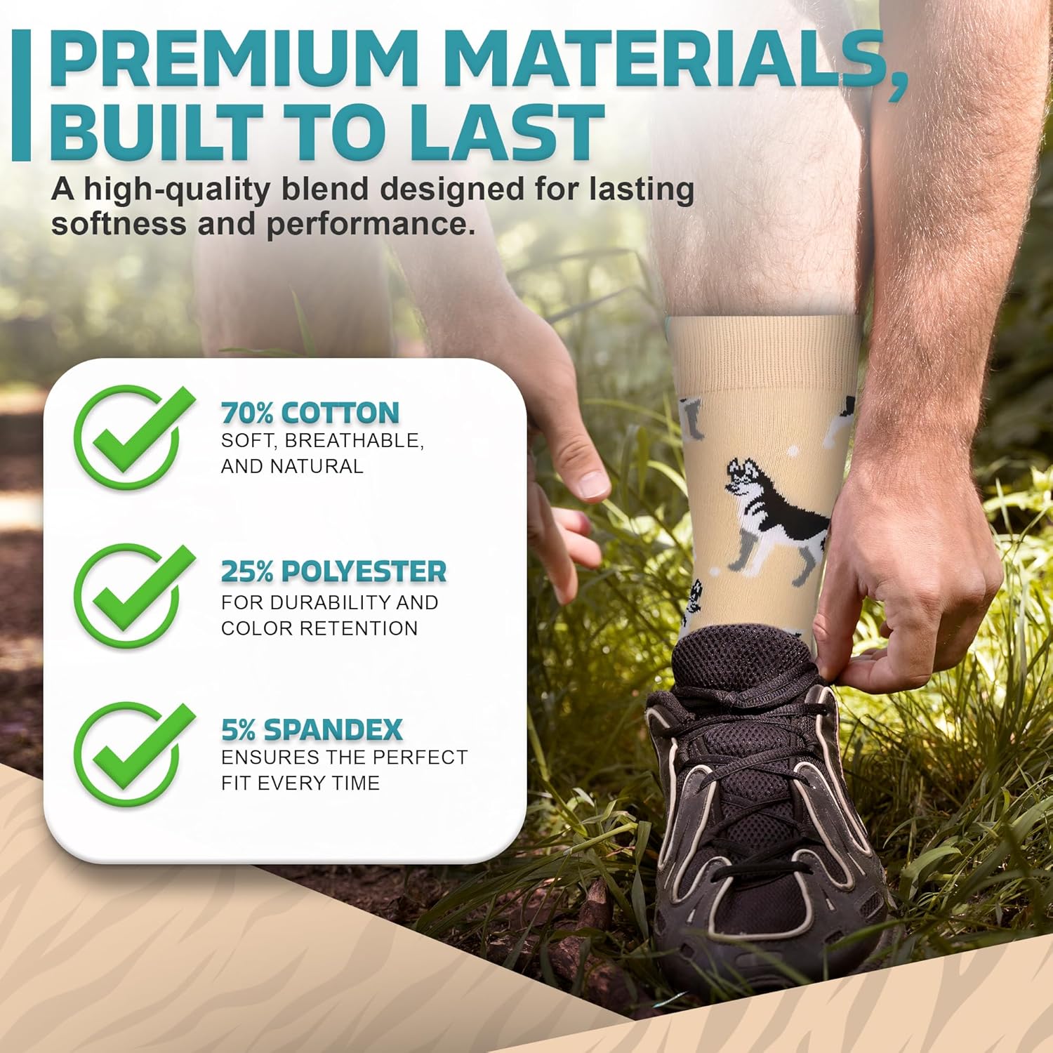 Forest & Twelfth Men’s Crew Cut Socks, Animal Themed Fun and Unique Graphic Novelty Socks, One Size Fits Most - Image 7