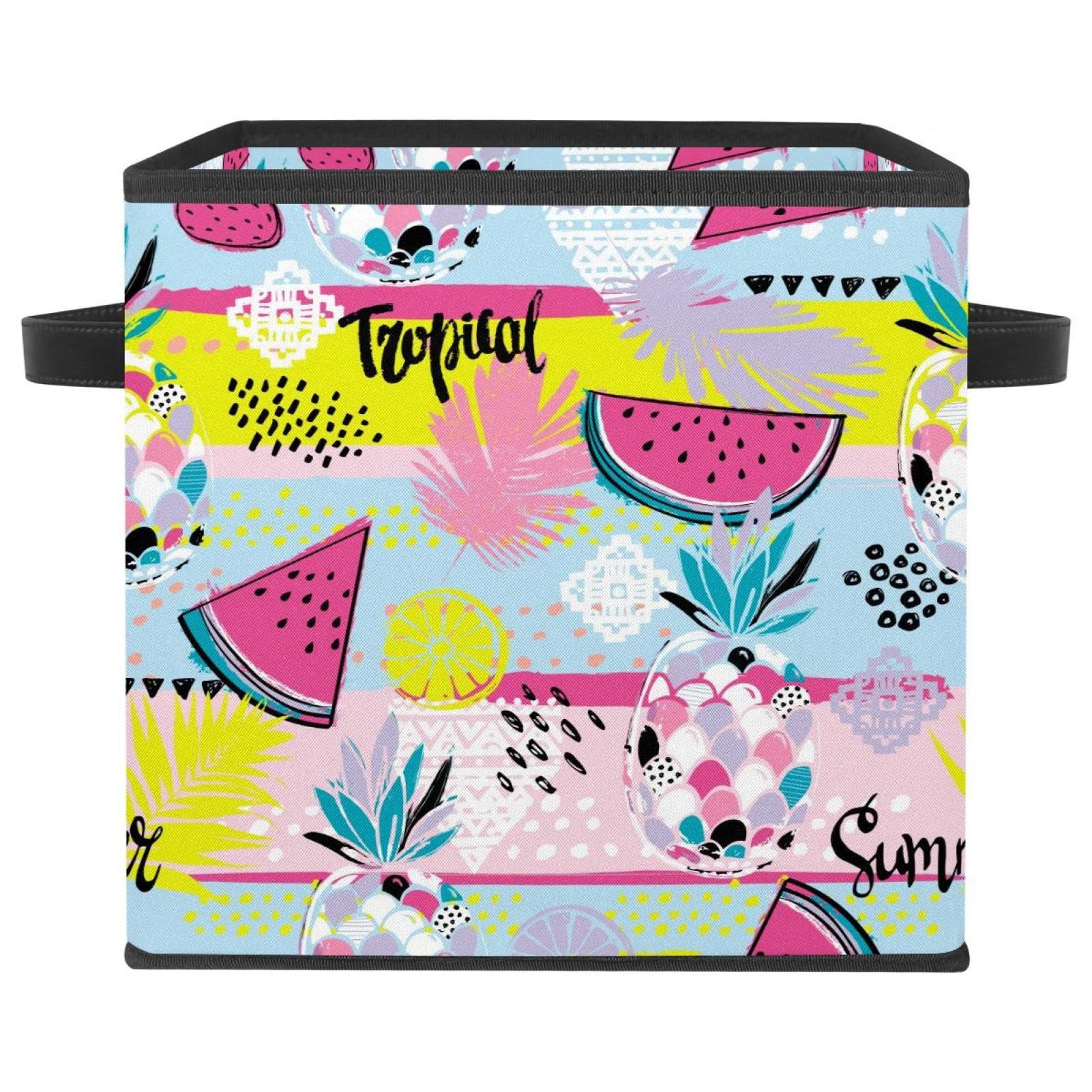 Organiseur de placard en tissu durable et robuste à motifs ananas et fruits tropicaux