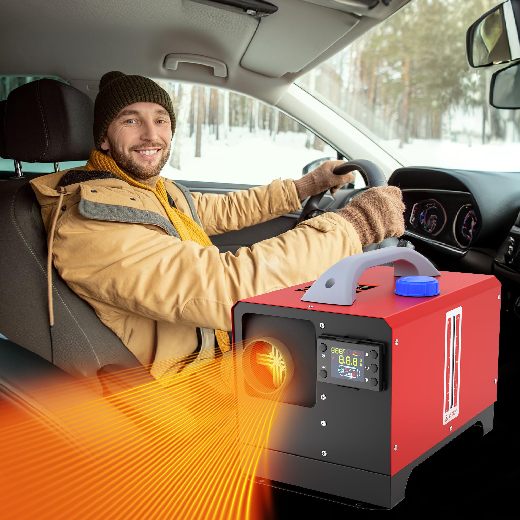 NAIZY Dieselheizung Standheizung, 12V 8KW Diesel Lufterhitzer Air Heizung mit LCD-Bildschirm & Fernbedienung & Griffschalter für Auto LKW Wohnmobil Bus (Typ C)