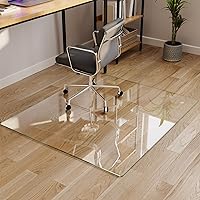 Vista 18 de Koonmi Tapete para silla de vidrio templado para suelos de madera dura y alfombras, 30" x 48" gris, protector de piso de oficina de servicio pesado