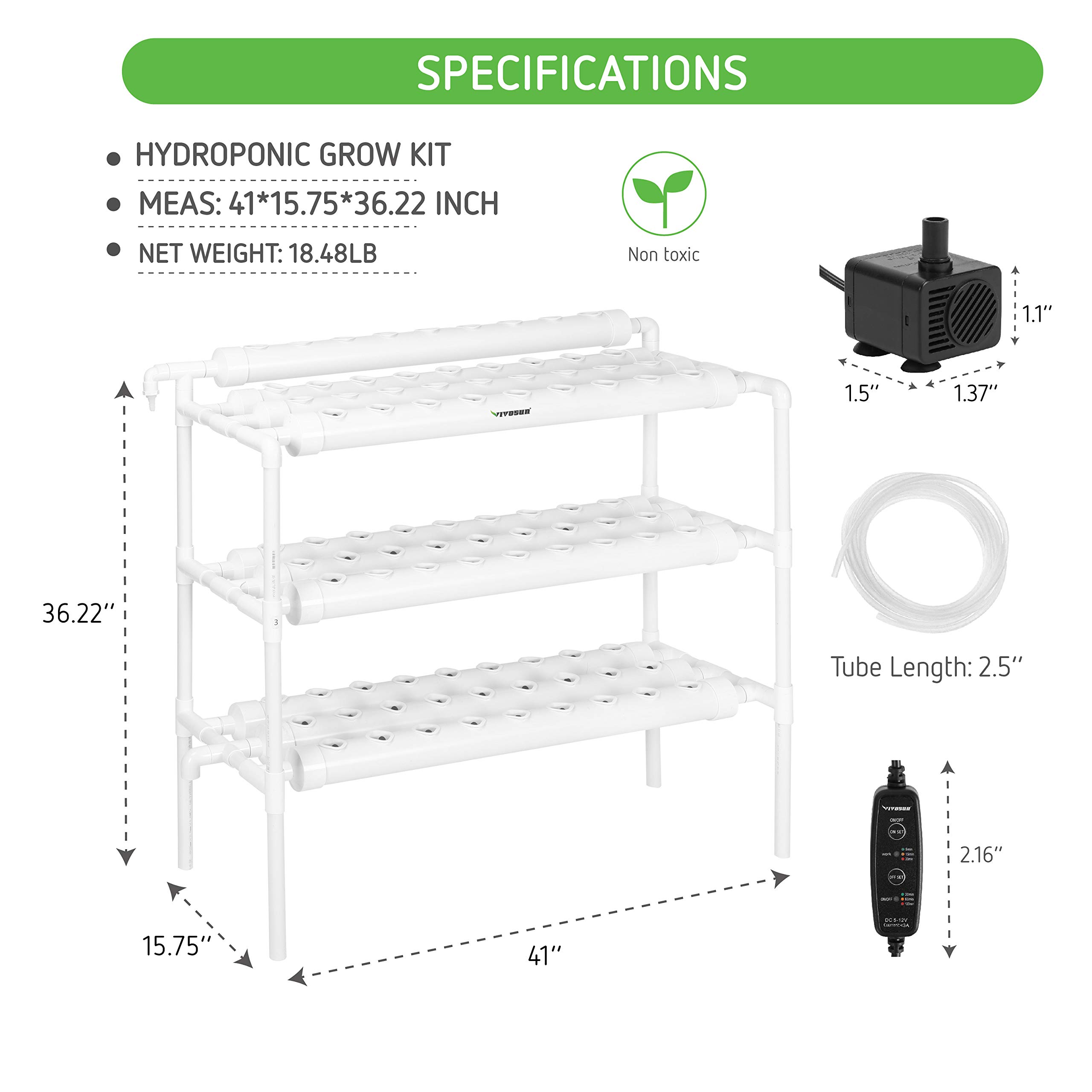VIVOSUN Hydroponics Growing System 90 Plant Sites, 3 Layers 10 Food