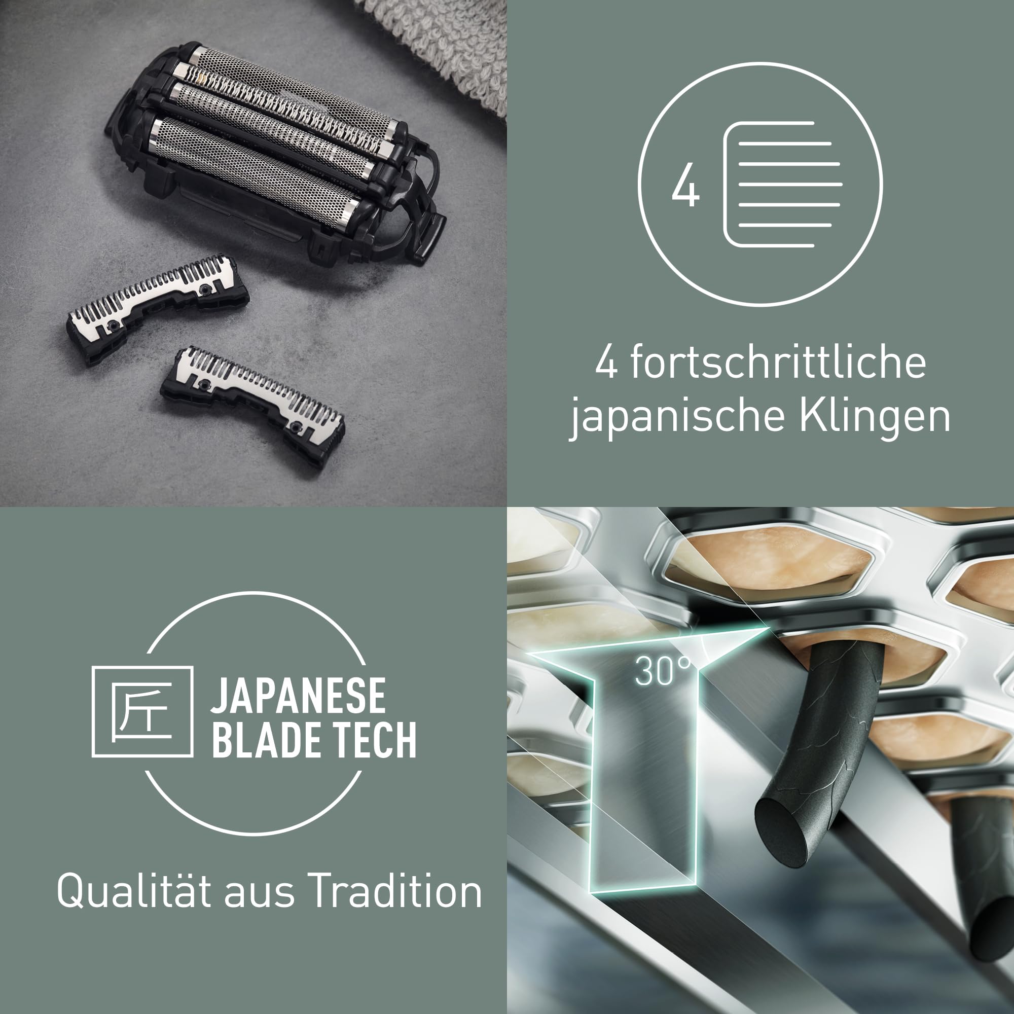Panasonic WES9025Y1361 Ersatzklingen und Scherfolie für Elektrorasierer ES-LA93, ES-LA83 & ES-LA63, Kombipack, 4-Klingen-System, fortschrittlicher japanischer Edelstahl, wasserdicht