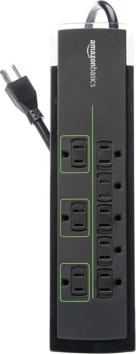  Basics 8-Outlet Power Strip Surge Protector | 4,500 Joule, 6-Foot Cord: Electronics