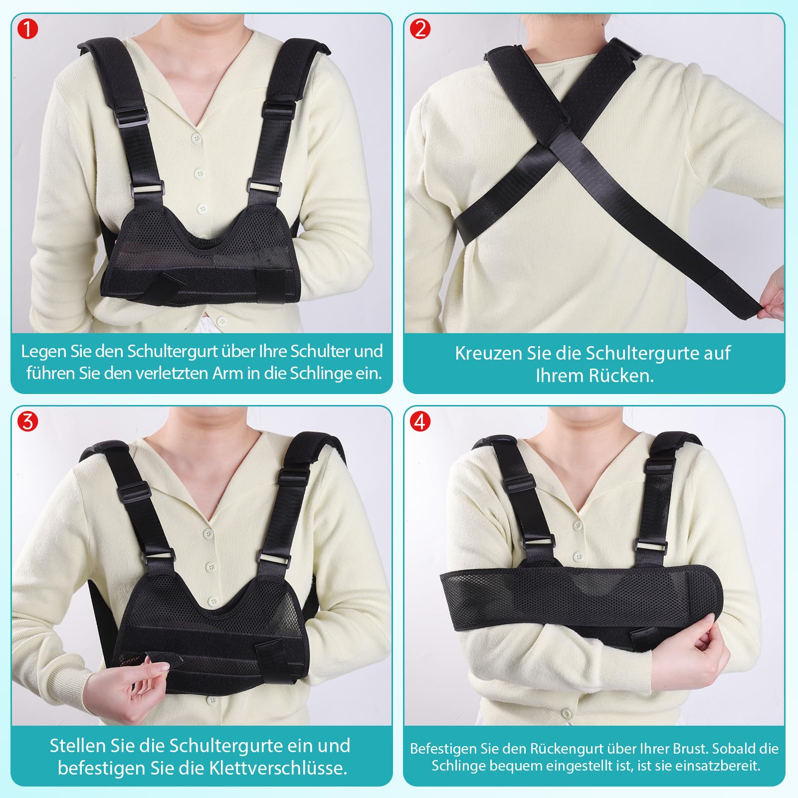 Maintien du bras Écharpe de bras pour enfants, écharpe de bras respirante pour le bras cassé, le coude, le poignet et la récupération des blessures(Noir,XS)