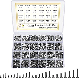 Vwoqiy 1240 Stück Kleine Schrauben Sortiment Kit, Senkkopfschrauben, Mikroschrauben Maschinenschrauben, Gewindeschrauben S...