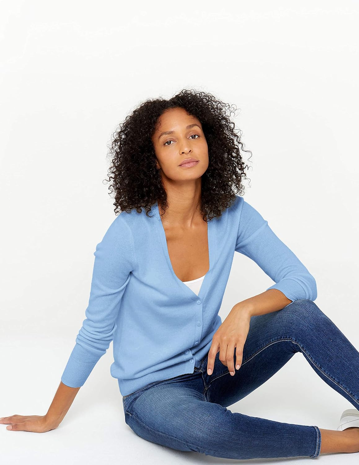 State Cashmere Women's Button Front V-Neck Cardigan 100% Pure Cashmere Long Sleeve Sweater - Image 6