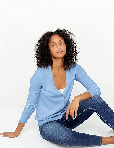 Miniatura 5 de State Cashmere Cárdigan de manga larga con cuello en V y botones para mujer, 100% cachemira pura