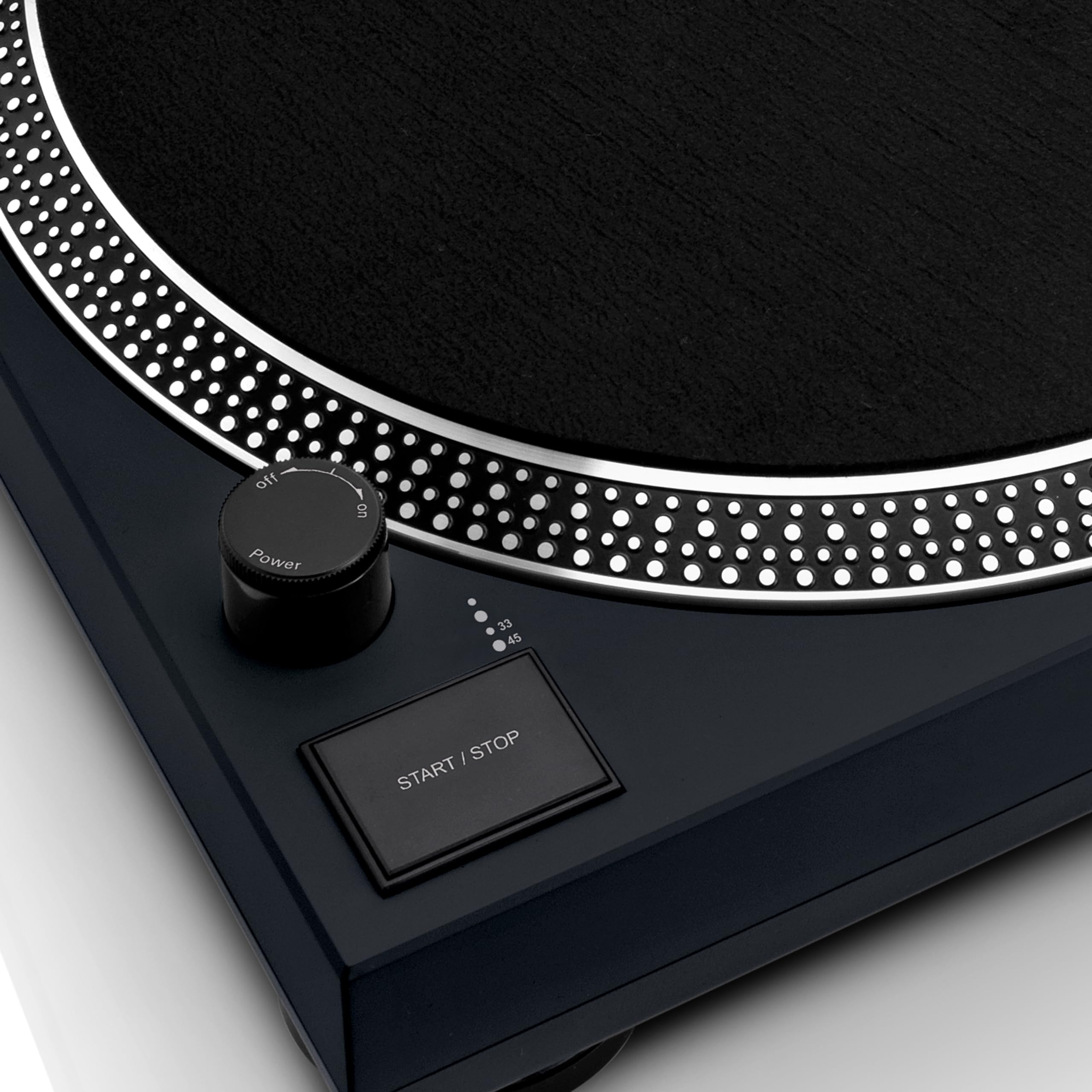 Lenco L-3828 - Giradischi con azionamento diretto, giradischi DJ, registrazione USB, controllo Pitch Control, preamplificatore, 33 e 45 giri/min, nero