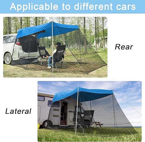 Miniatura 4 de G4Free Toldo para Coche Refugio Solar con Mosquitera, Carpa SUV Portátil Sombra de Portón Trasero Toldo para Coche para Acampada al Aire Libre