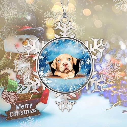 Miniatura 9 de Chow Chow Peeking Dog in Crack Adornos de Navidad para árbol, Chow Chow, copos de nieve, adornos de metal para árbol de Navidad, decoración