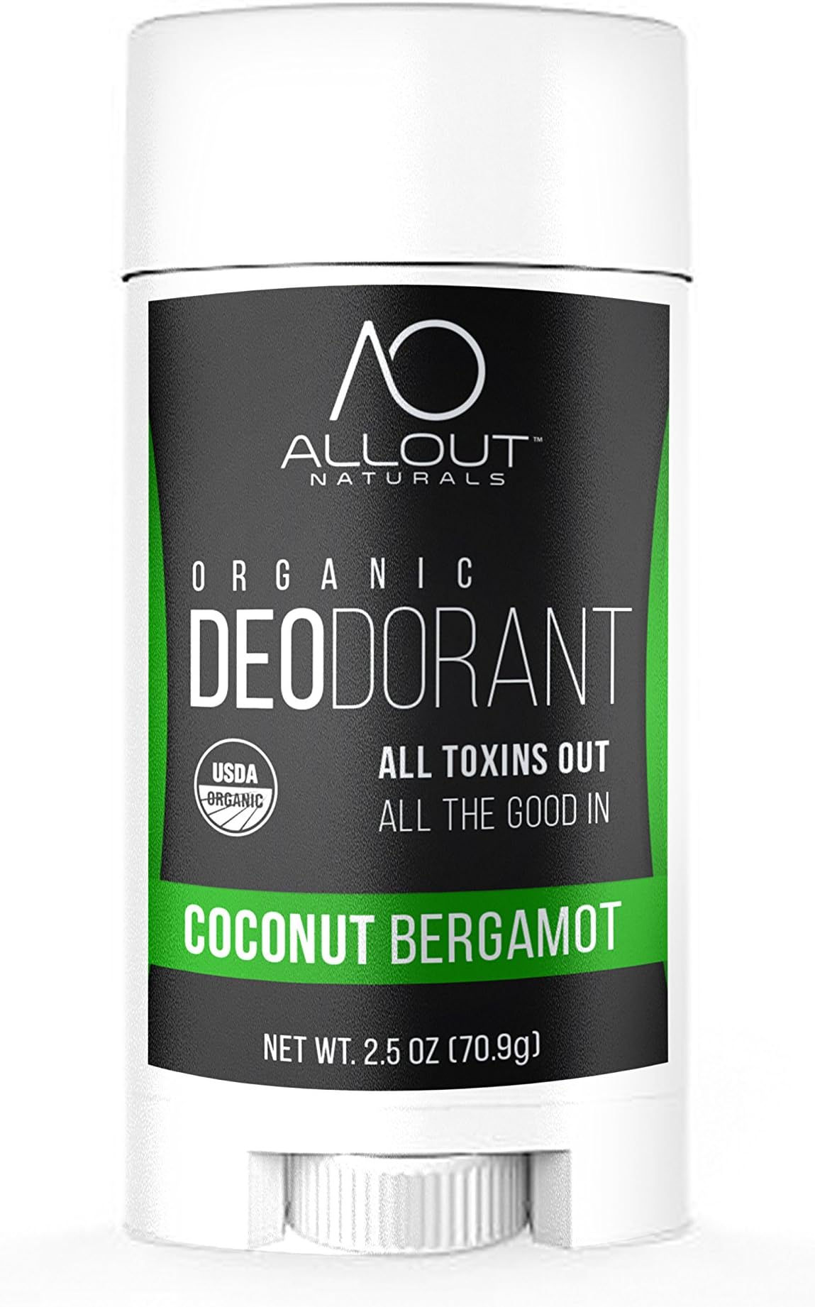All Out Naturals Organic Deodorant, Best Natural Deodorant for Women and Men, For Sensitive Skin, Aluminum Free, Vegan, Non Toxic, 2.5 oz Stick (Coconut Bergamot)