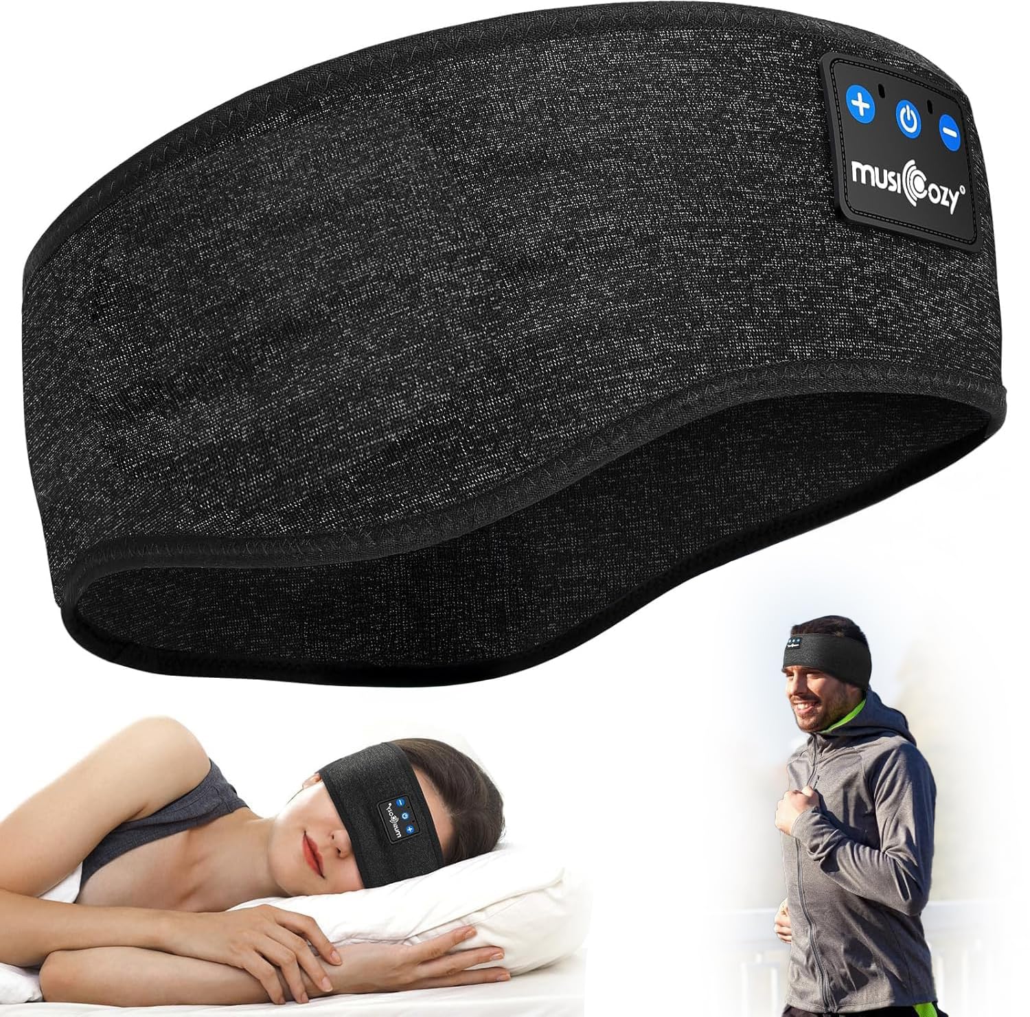 MUSICOZY Schlafkopfhörer, Bluetooth 5.4 Schlafkopfhörer, Stirnband, Sportkopfhörer mit 16+ Stunden Musikwiedergabe,Kopfhörer zum Schlafen,Entspannen,Yoga,Reisen