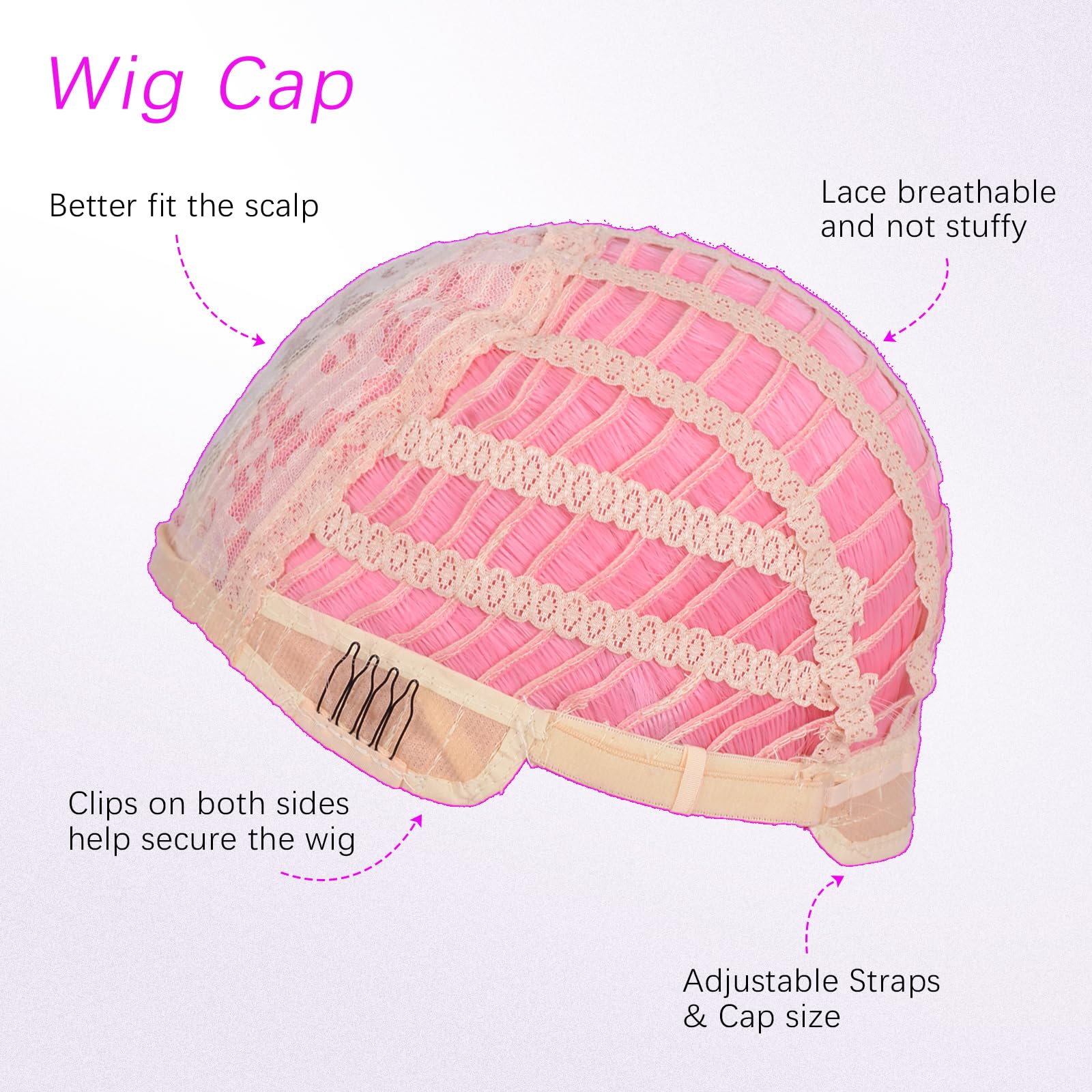 Ginger Wig with Bangs for Women – Long Straight Heat Resistant Synthetic Wig for Daily Use, Party, Halloween, Cosplay – 24 Inch Ginger Wigs for Girls: Straight Pink