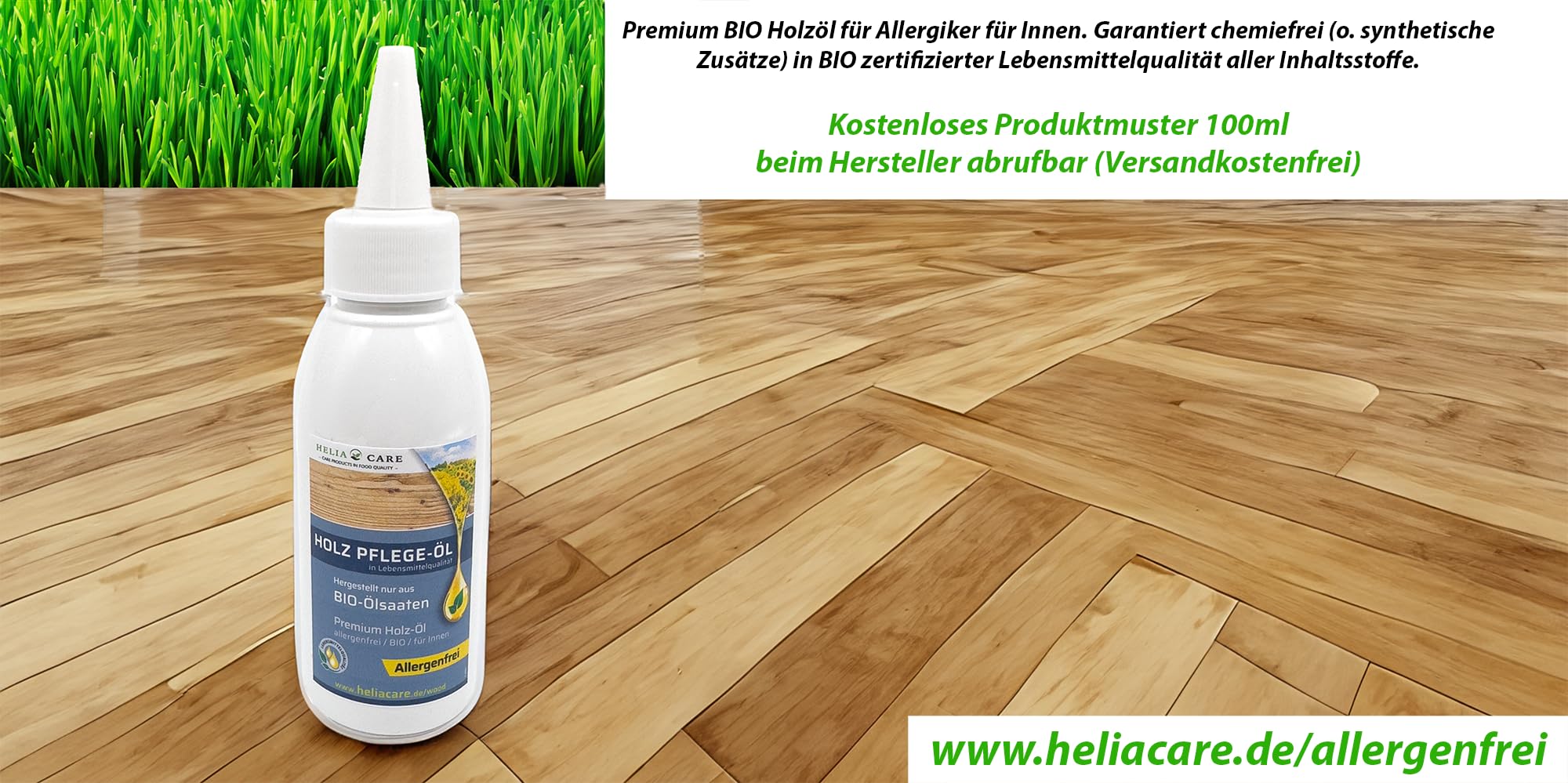 BIO Holz-Öl "Allergenfrei" Holzöl für Allergiker - Geruchlos und hergestellt aus Rohstoffen in Lebensmittelqualität - für Böden, Möbel im Innenraum - Pflegeöl aus Deutschland (0,75L)