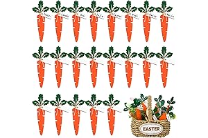 Personalized Wooden Carrot Blank Name Tags for Easter Baskets with Twine (24 Pcs)
