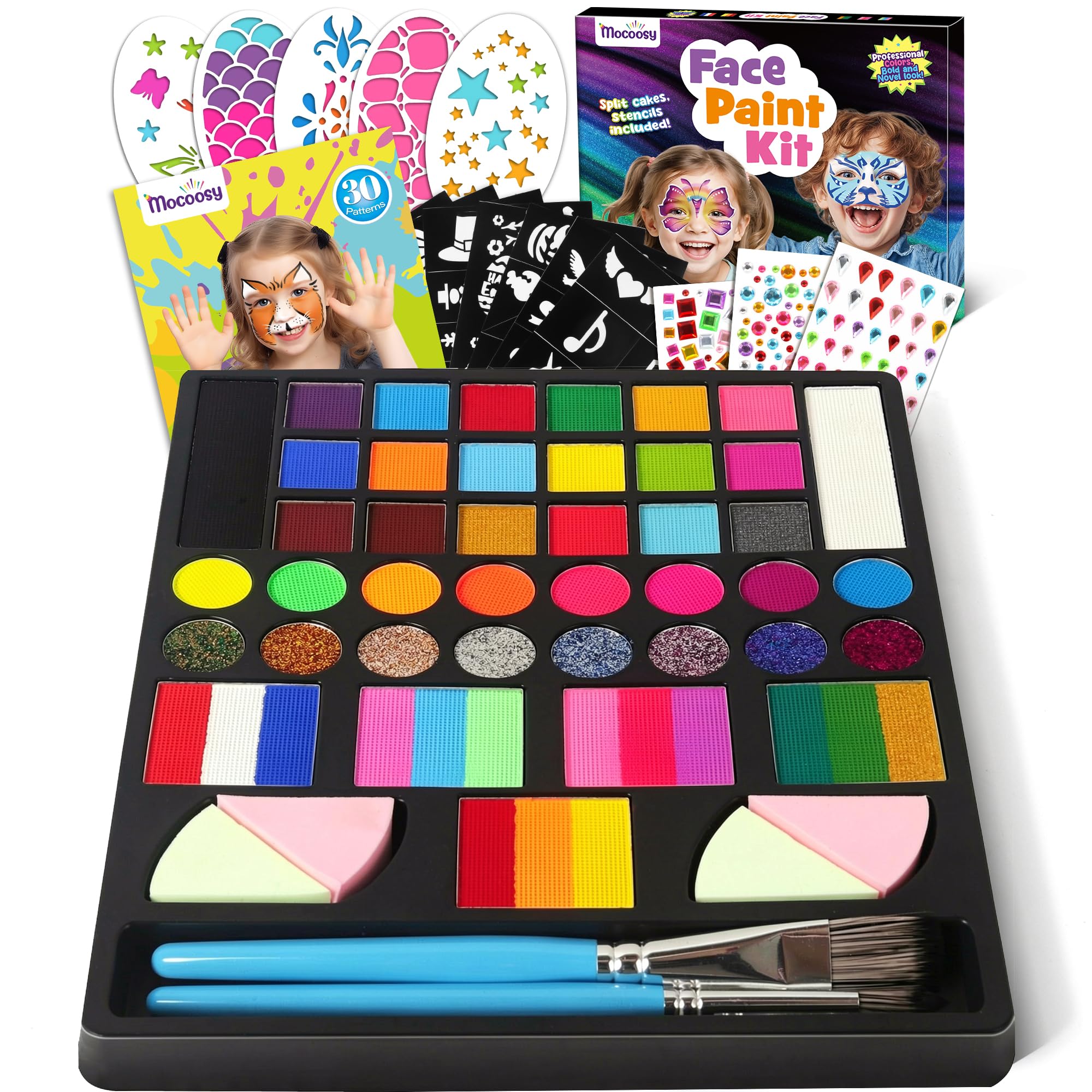 Mocoosy 41 Color Face Paint for Kids, Washable Non-Toxic Face Painting Set