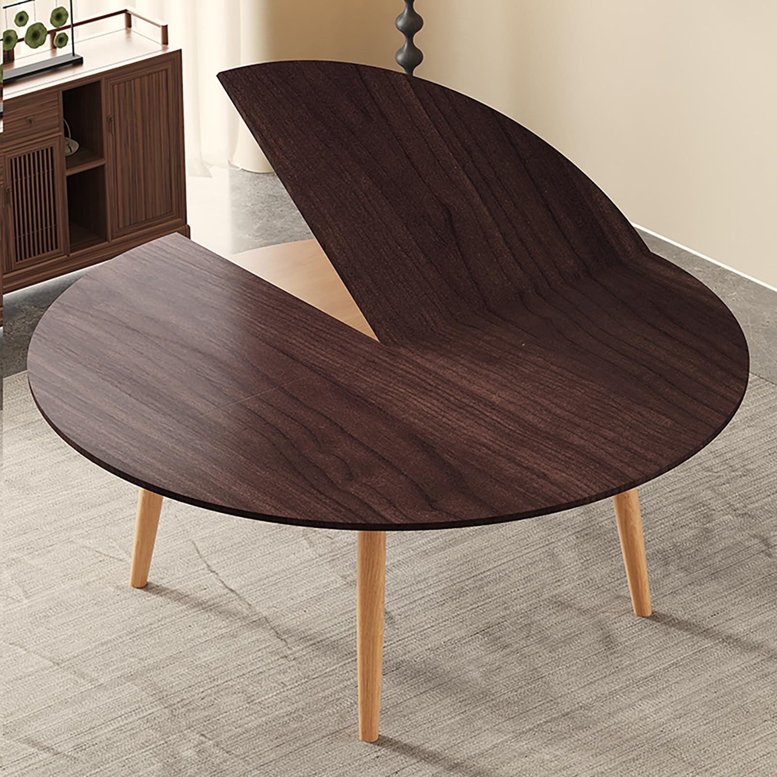 FORRTY Large Round Foldable Table Top,120cm - 200cm(47.2-78.7in) Diameter Foldable Table Top Extender Space Saving,Round Foldable Table Top Only(Brown,200cm(78.7in))