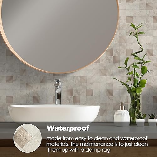 Miniatura 10 de Yipscazo 10 hojas de espejo de metal para despegar y pegar contra salpicaduras para cocina, acero inoxidable dorado para salpicaduras para baño,