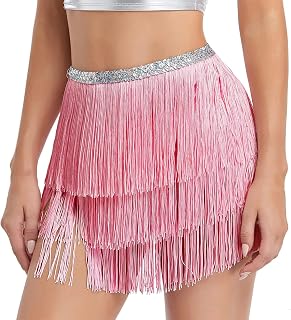 Minissaias femininas de lantejoulas com borla e franja, dança do ventre, clube, lenço de quadril, cinto, saia, acessórios corporais, fantasia rave