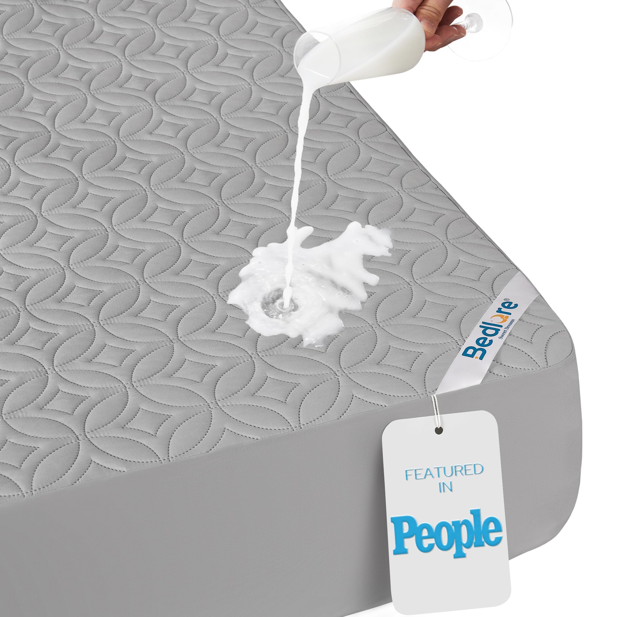 BEDLORE Waterproof Double Mattress Protector, Soft Brushed Microfiber Cover