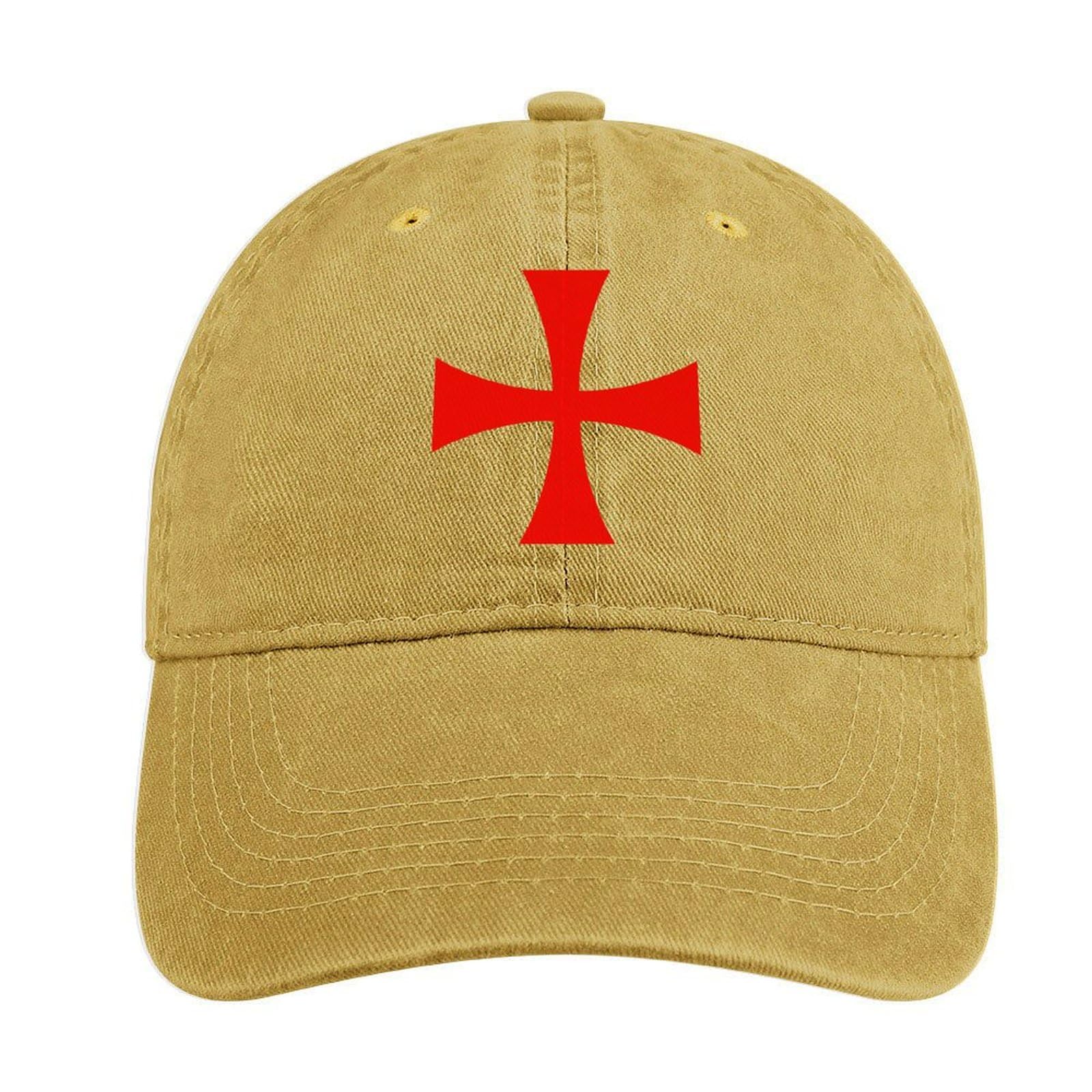 Knights Templar Baseball Cap for Men & Women Running Hat Cotton Adjustable UV Protection Sports Hats Sand Colour-Style