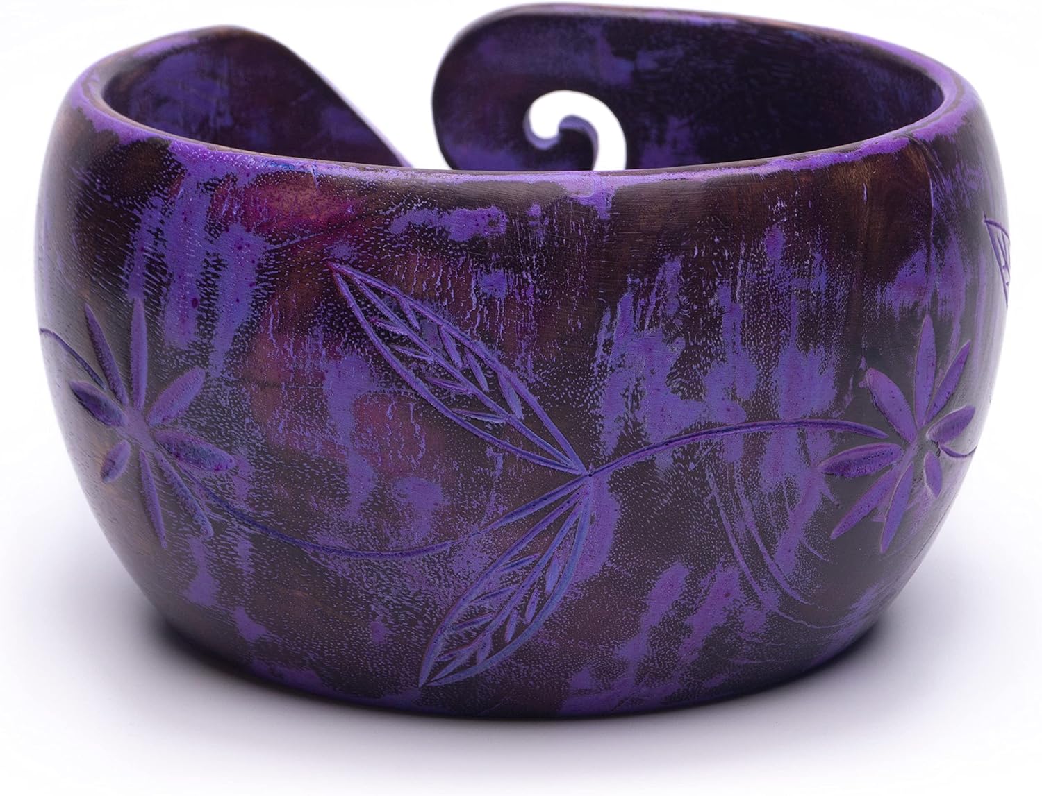 Wooden Yarn Bowl for Crocheting, Knitting | Large Purple Yarn Bowl for Crocheting | Yarn Storage, Holder