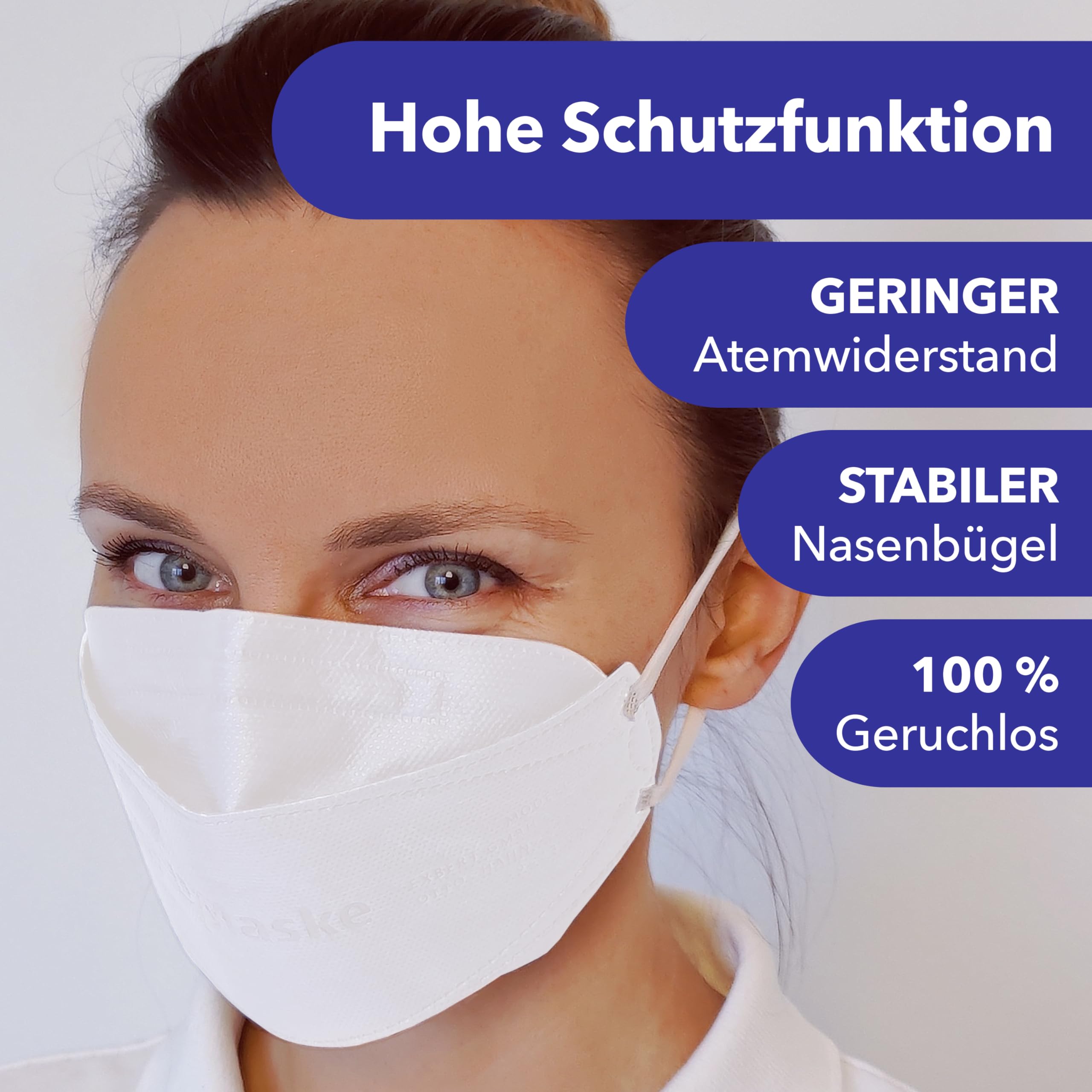 Masques FFP2 FaciemF - Lot De 50, Fabriqué En Allemagne, 5 Couches, Certification CE EN149, Sachets Individuels