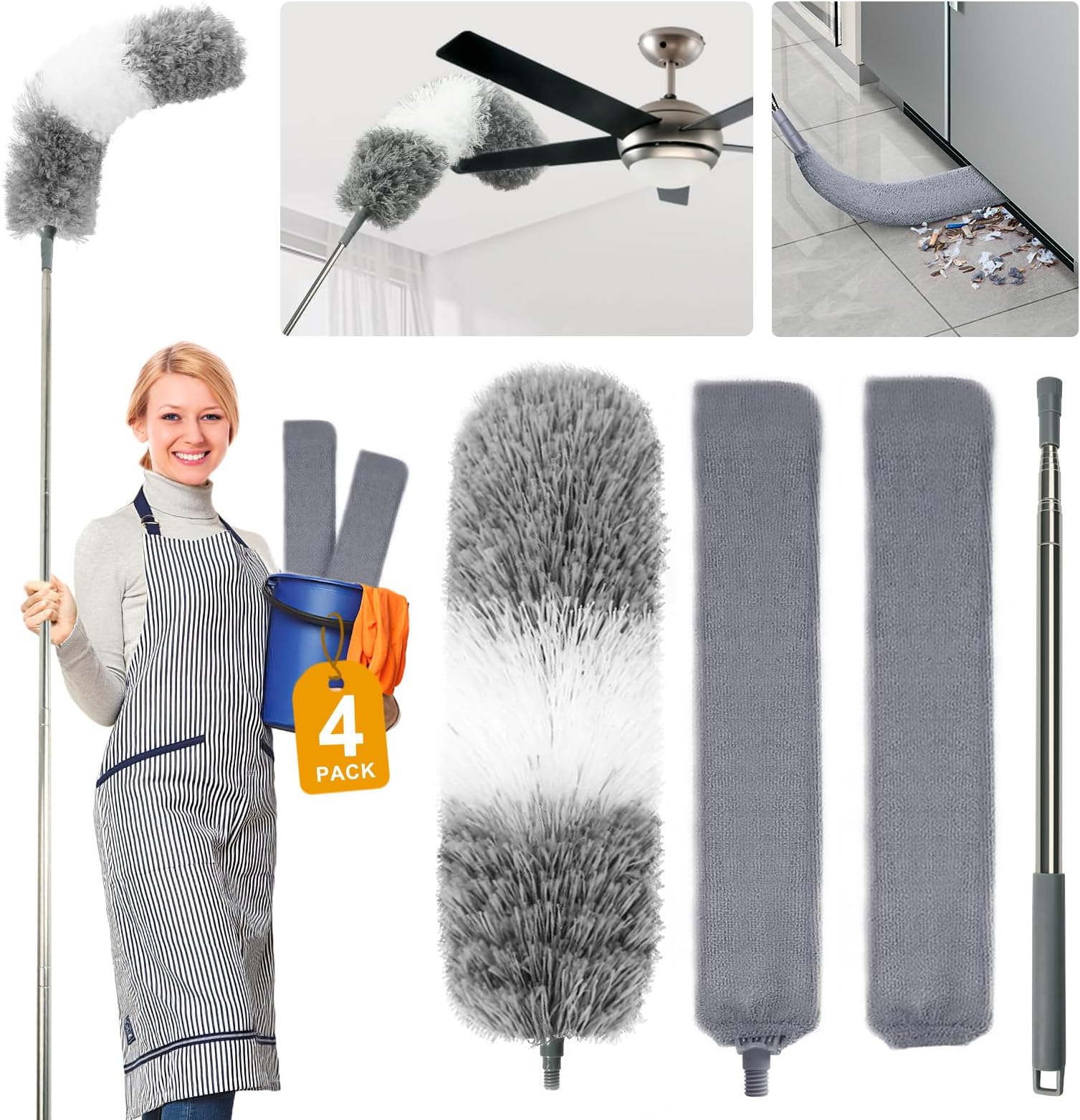 Household Cleaning Dusters 3 in 1 Kit,Microfiber Duster