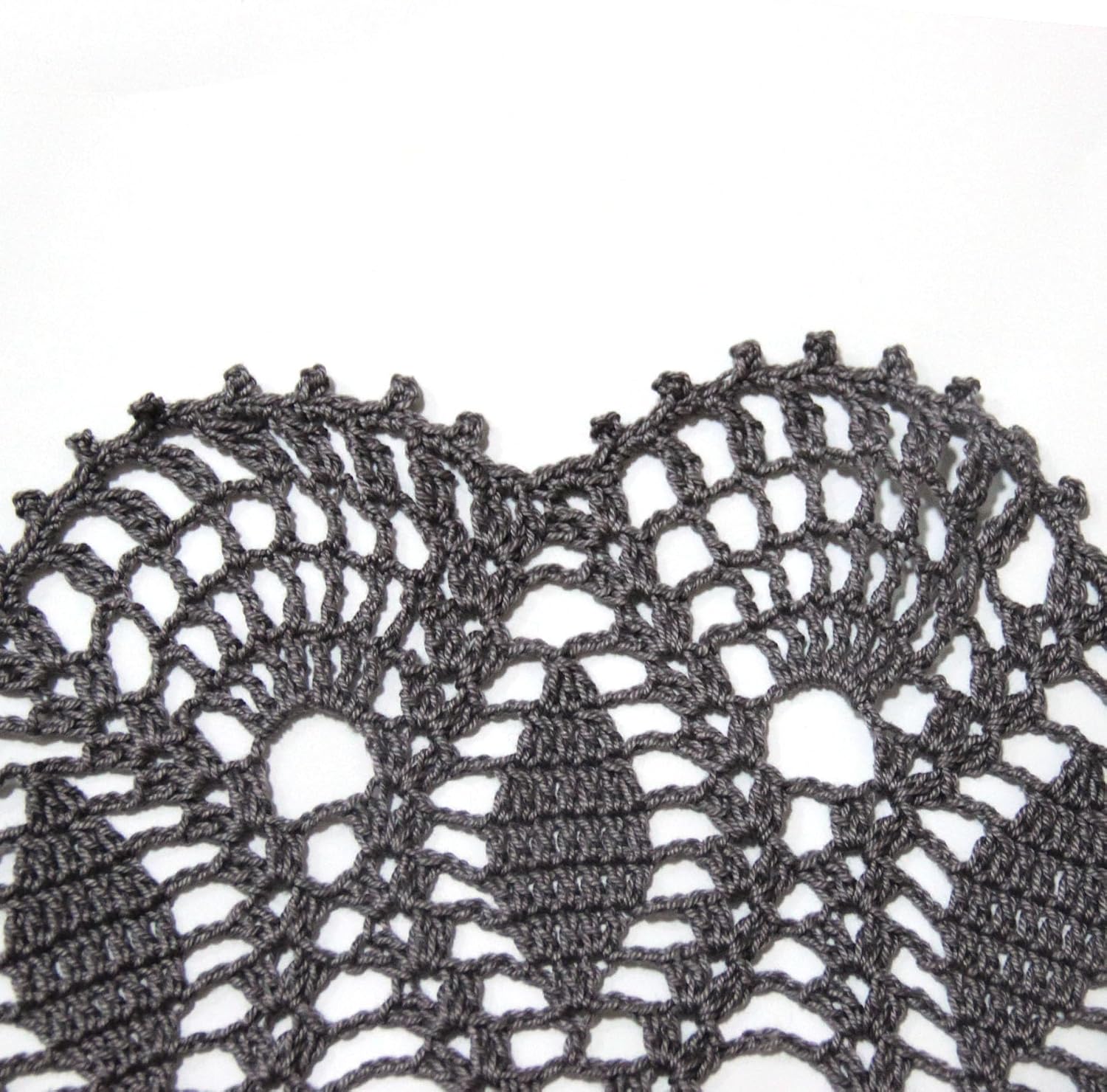 BIBITIME Handmade Crochet Round Lace Doilies Bohemia Lamp Sofa Decor Cover Wedding Placemat Kitchen Tablecloth (19.5 in to 21.5 in,Pack of 2PCS, Dark Grey)