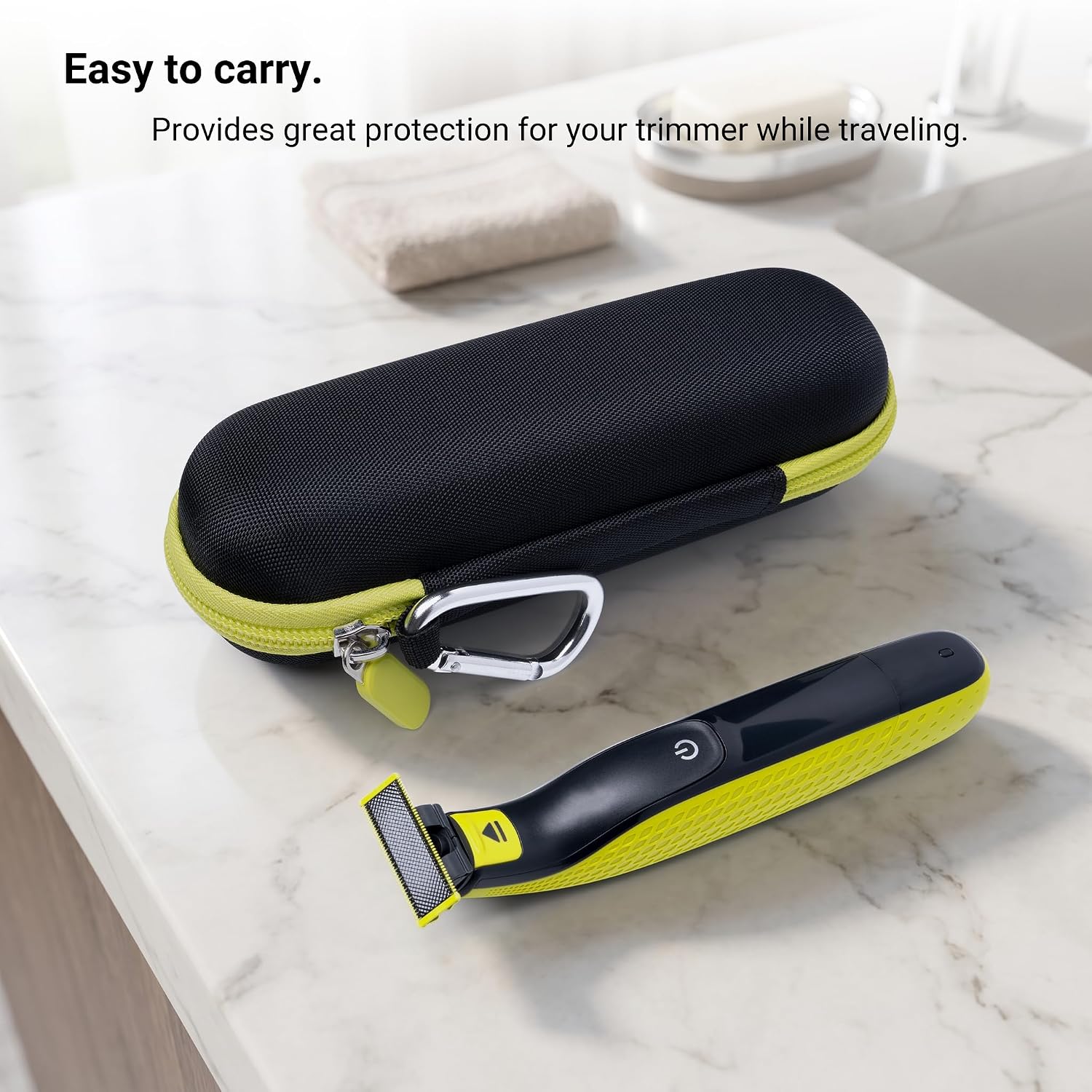 Travel Case for Philips OneBlade 360/Pro/Intimate Series - Hard EVA Storage Case for Electric Shaver, Beard Trimmer & Body Groomer with Accessories Organizer, Black&Green