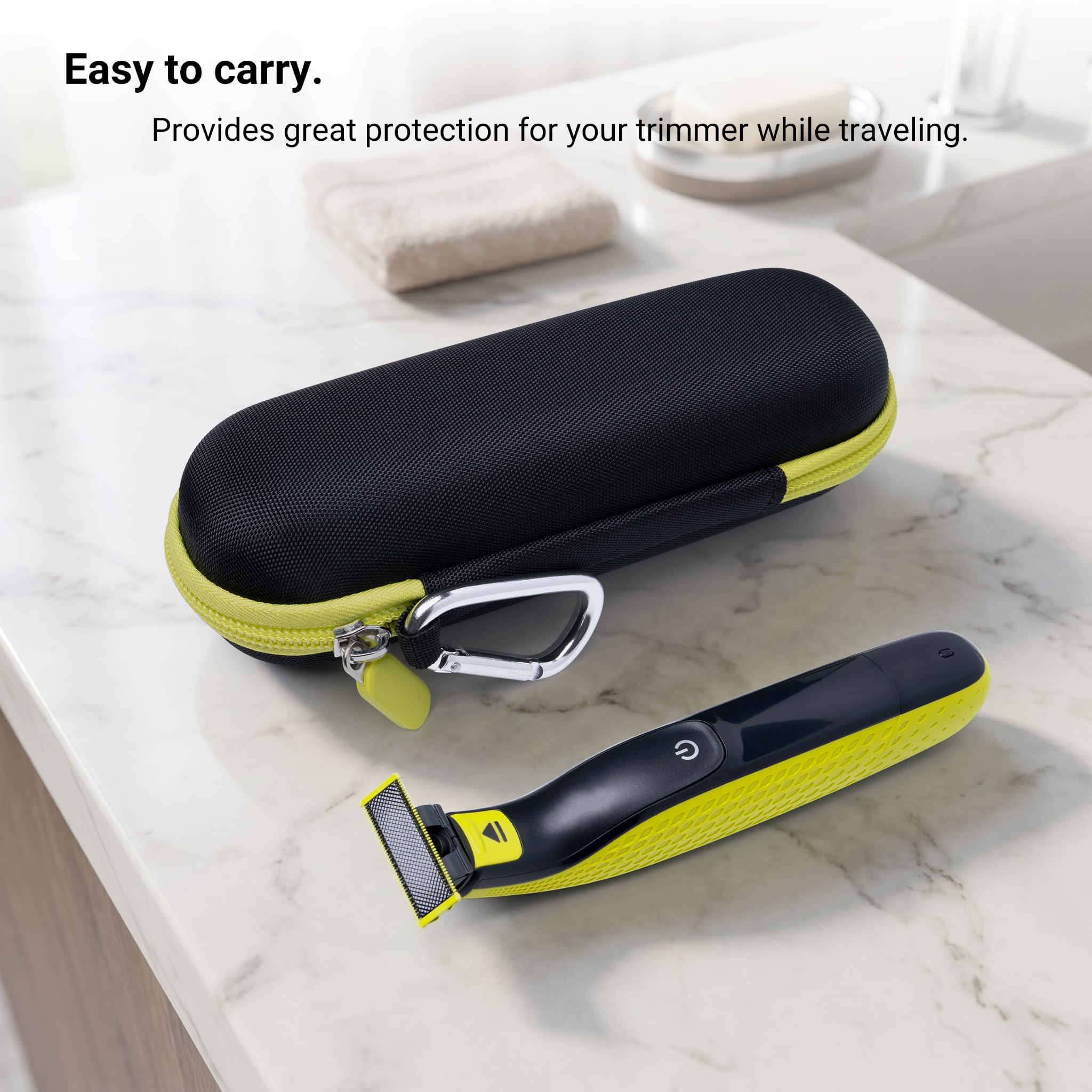 Custodia da viaggio per Philips OneBlade 360/Pro/Intimate Series, custodia rigida in EVA per rasoio elettrico, regolabarba e body groomer con organizer per accessori, nero e verde