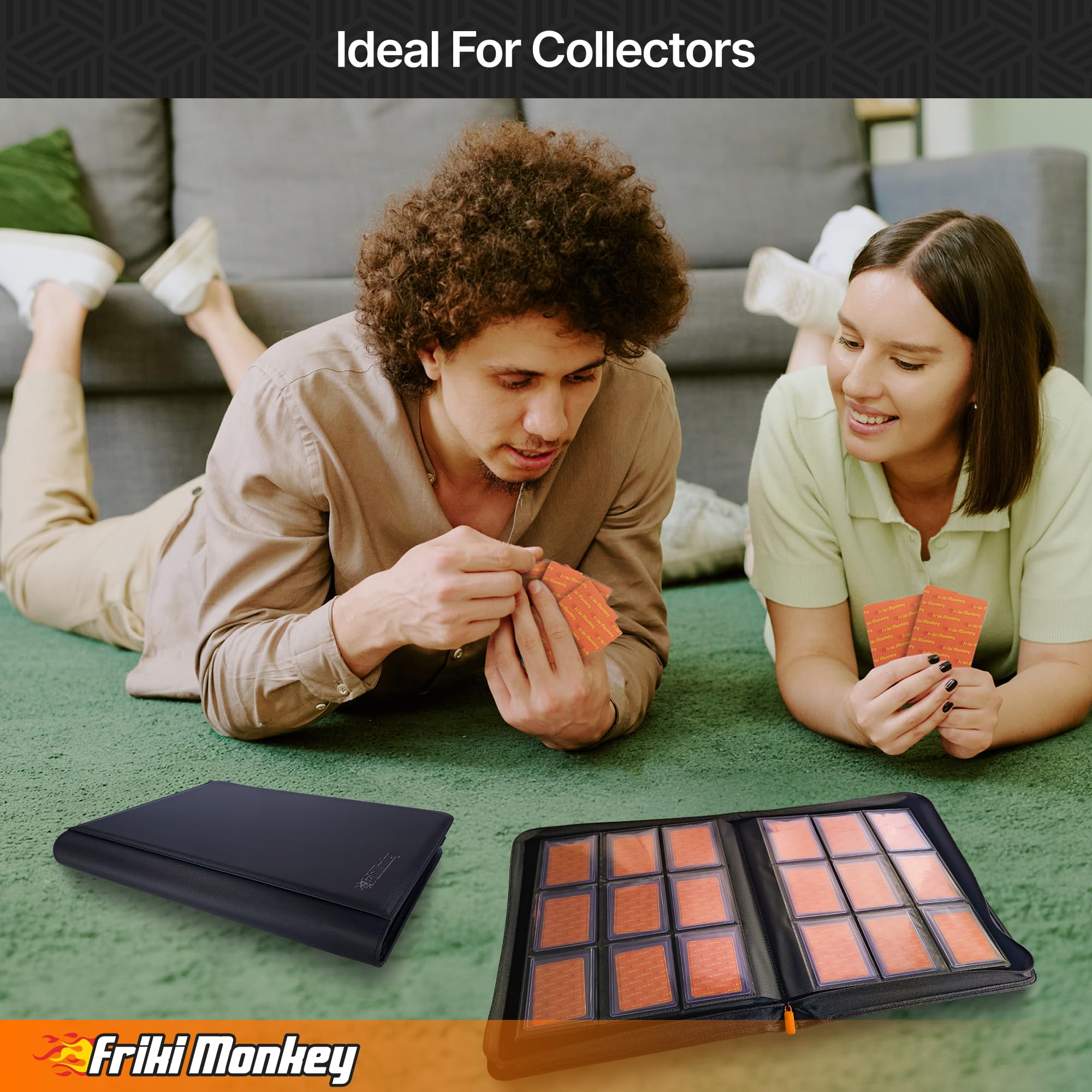 Álbum Toploader con cremallera para cartas| Binder TCG 3×3 para cartas de coleccionista – Capacidad 360 cartas | Álbum cartas coleccionables 20 hojas | Card Binder Toploader 9 bolsillos