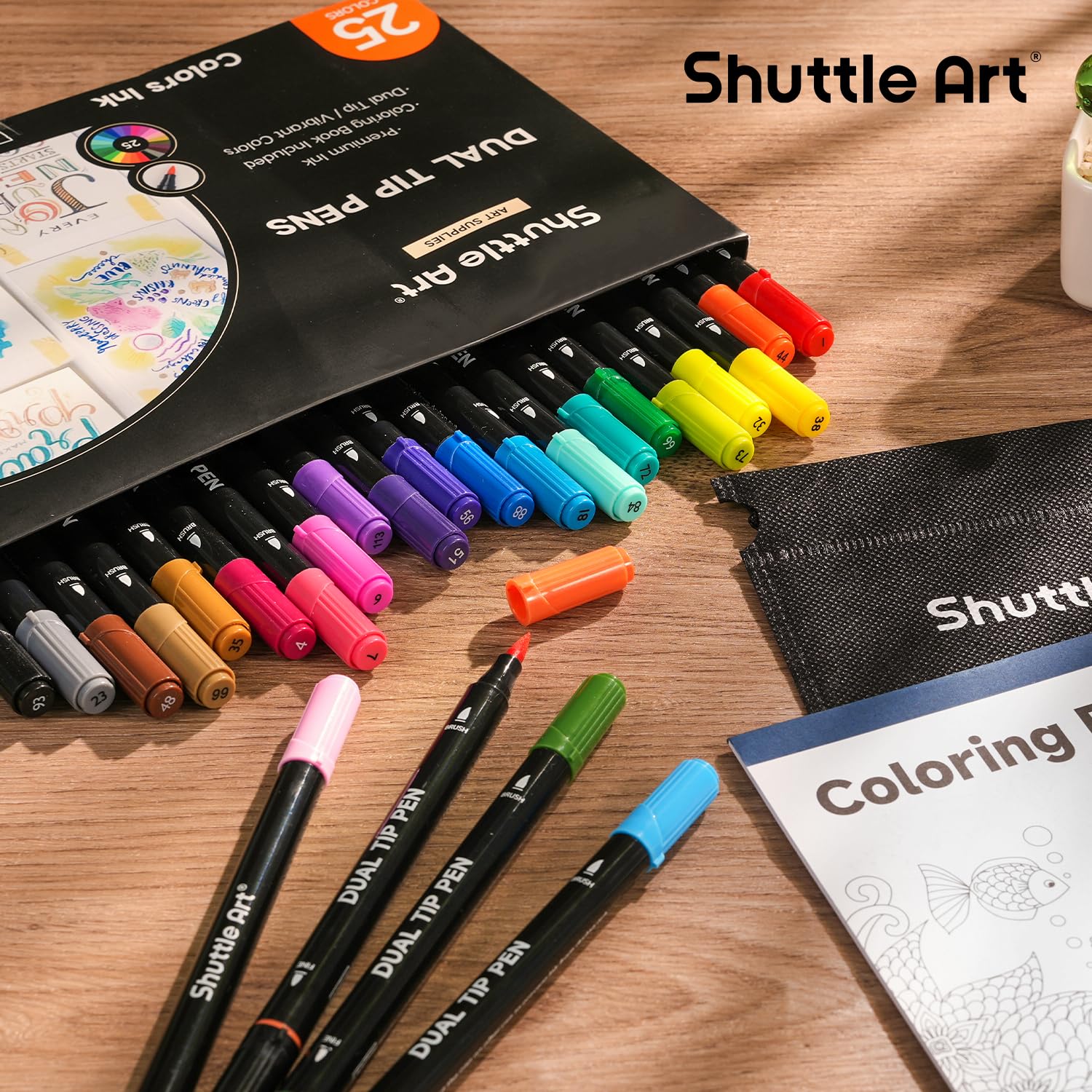 Amazon | Shuttle Art 水彩毛筆 水性ペン 25色セット 筆ペン ツイン